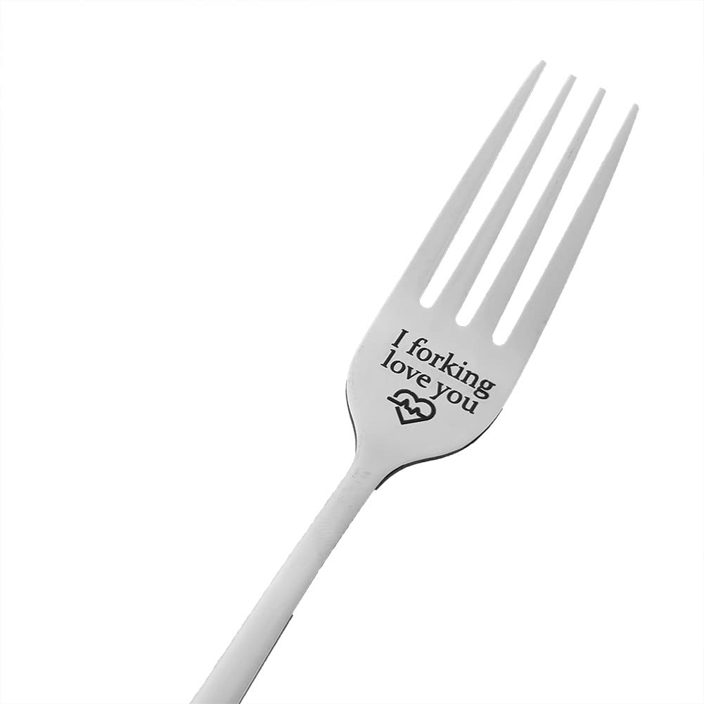 Funny 'I Forking Love You' Fork Set - Anniversary, Christmas & Birthday Gifts for Husband, Wife, Boyfriend, Girlfriend - Couples Dessert Forks for Romantic Dinners & Special Occasions