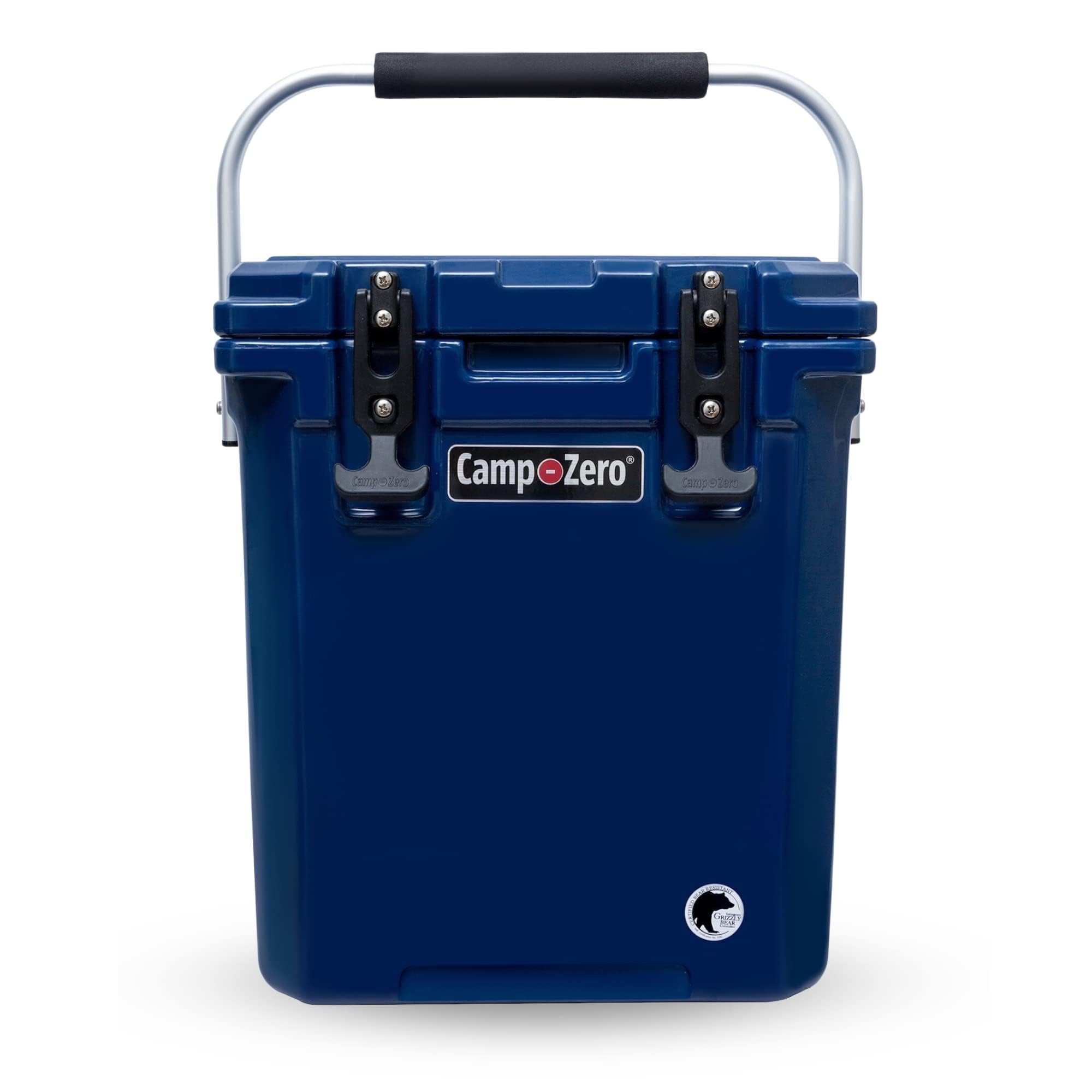 CAMP-ZERO 16L/16.9 Quart Portable Hard Cooler with Divider - Insulated for Drinks, Wine Bottles & Food - Perfect for Beach, Picnics, Boating, Camping & Travel - Features 2 Molded Cup Holders & Folding Aluminum Handle - Great for Outdoor Adventures, Tailgating & Family Gatherings