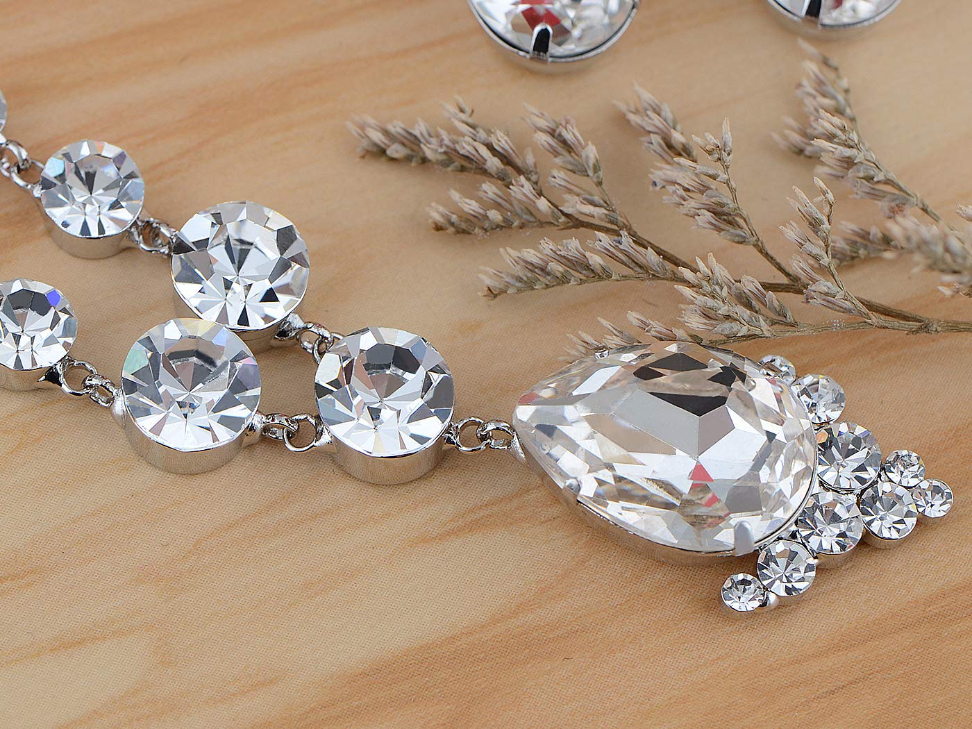 Alilang Elegant Crystal Prismatic Bejeweled Charm Earrings & Necklace Set - Perfect for Weddings, Parties & Special Occasions