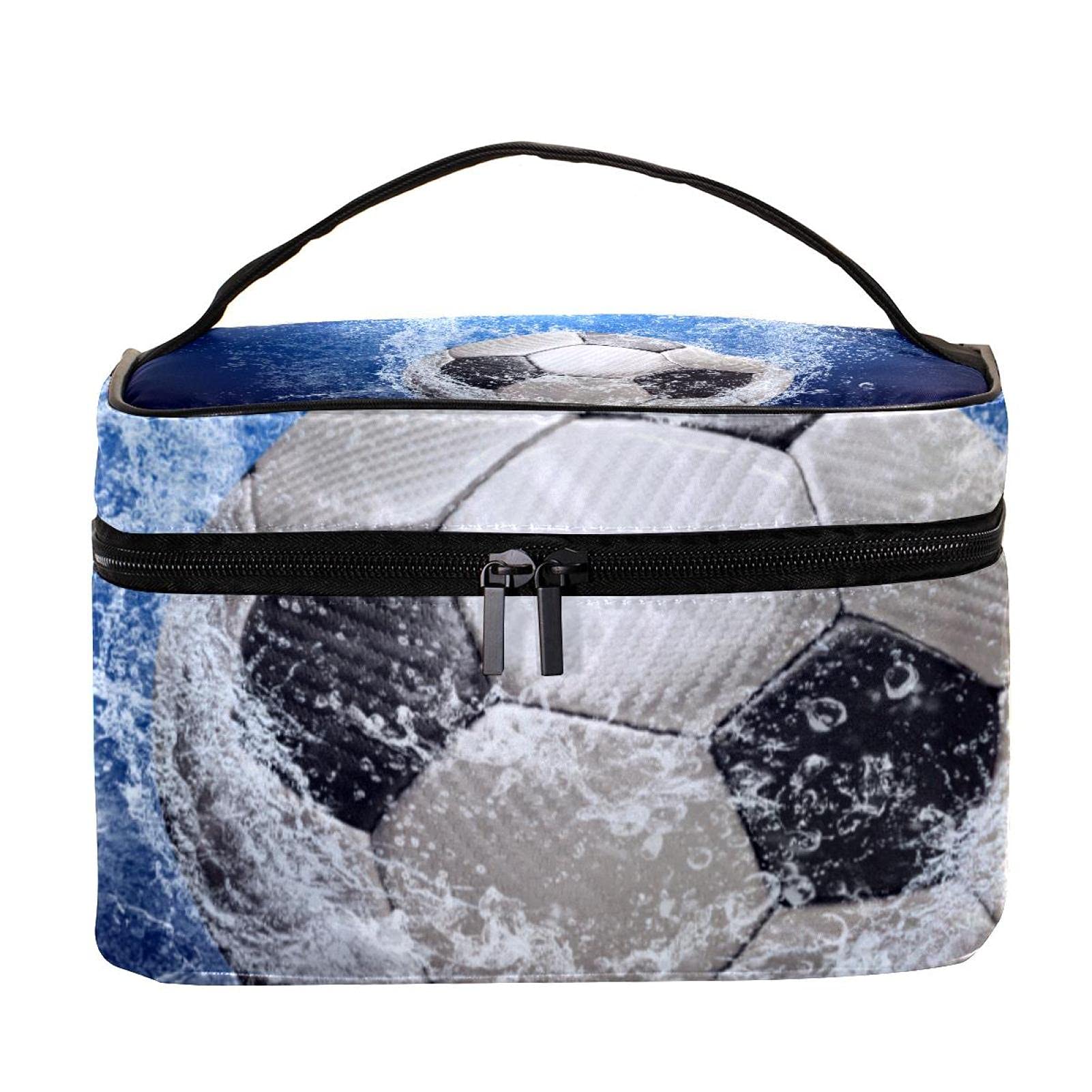 Waterproof Soccer Travel Makeup Bag - Large Cosmetic Organizer for Women | Gym, Beach & Vacation Essentials