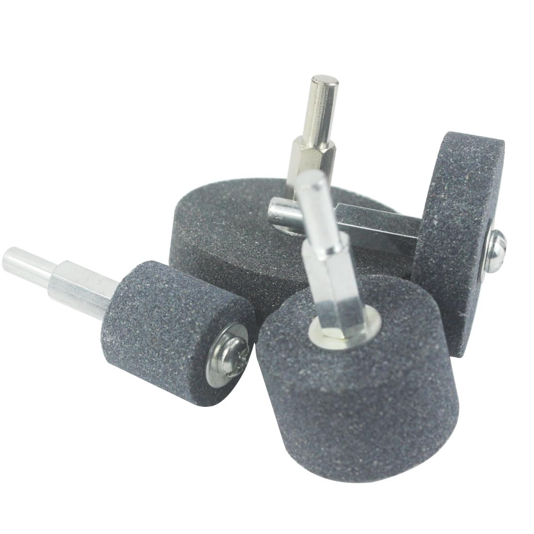 4 Pcs Mounted Grinding Stone Set - 1/4 Inch Shank Assorted Shape Sharpening Wheels for Rotary Tools, Drill & Grinder - Perfect for Metal Polishing, Wood Carving & DIY Projects