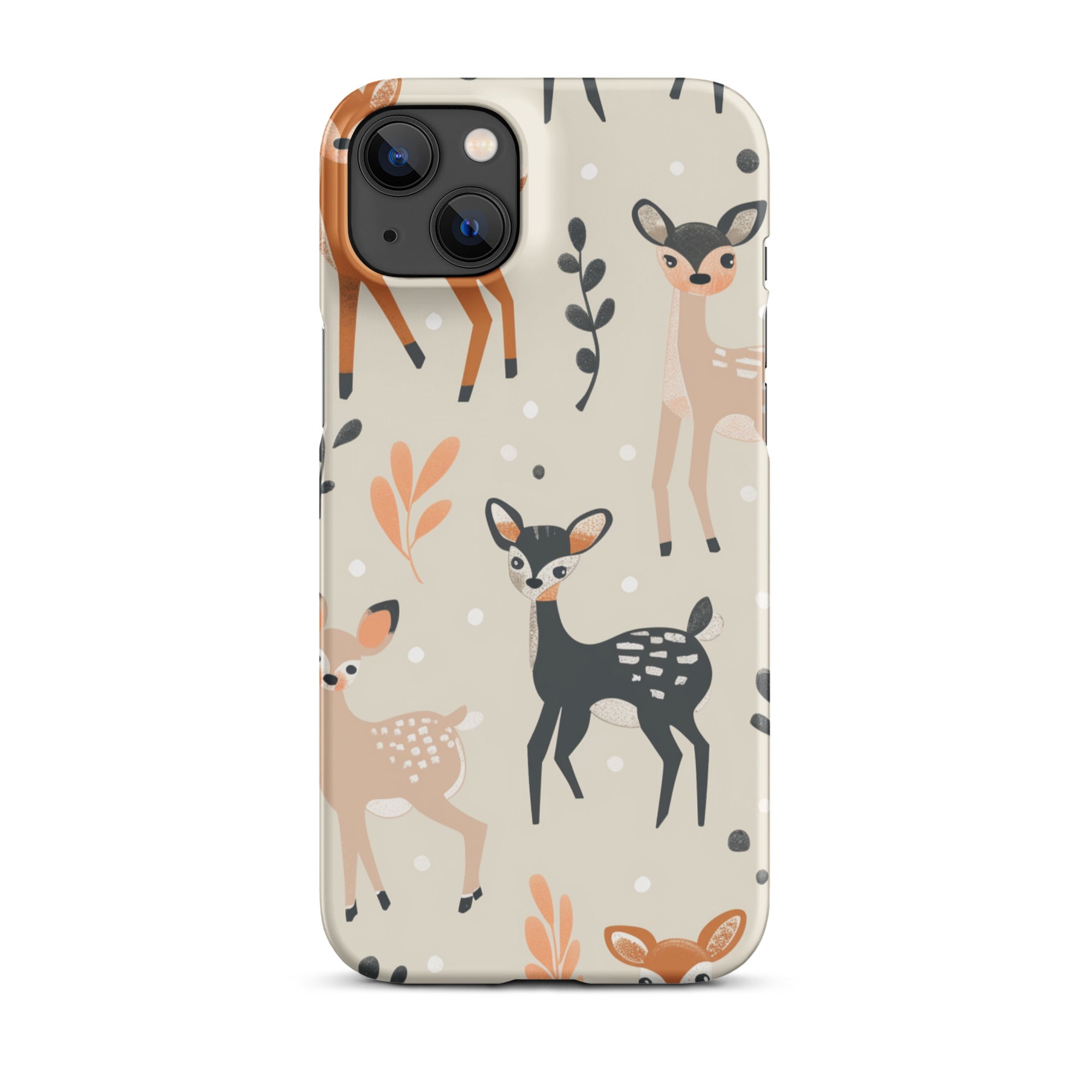Cute Baby Deer Design Protective Snap Case for iPhone 12/13/14/15 Pro Max - Durable Shockproof Phone Cover for Kids & Adults - Perfect for School, Work & Outdoor Activities