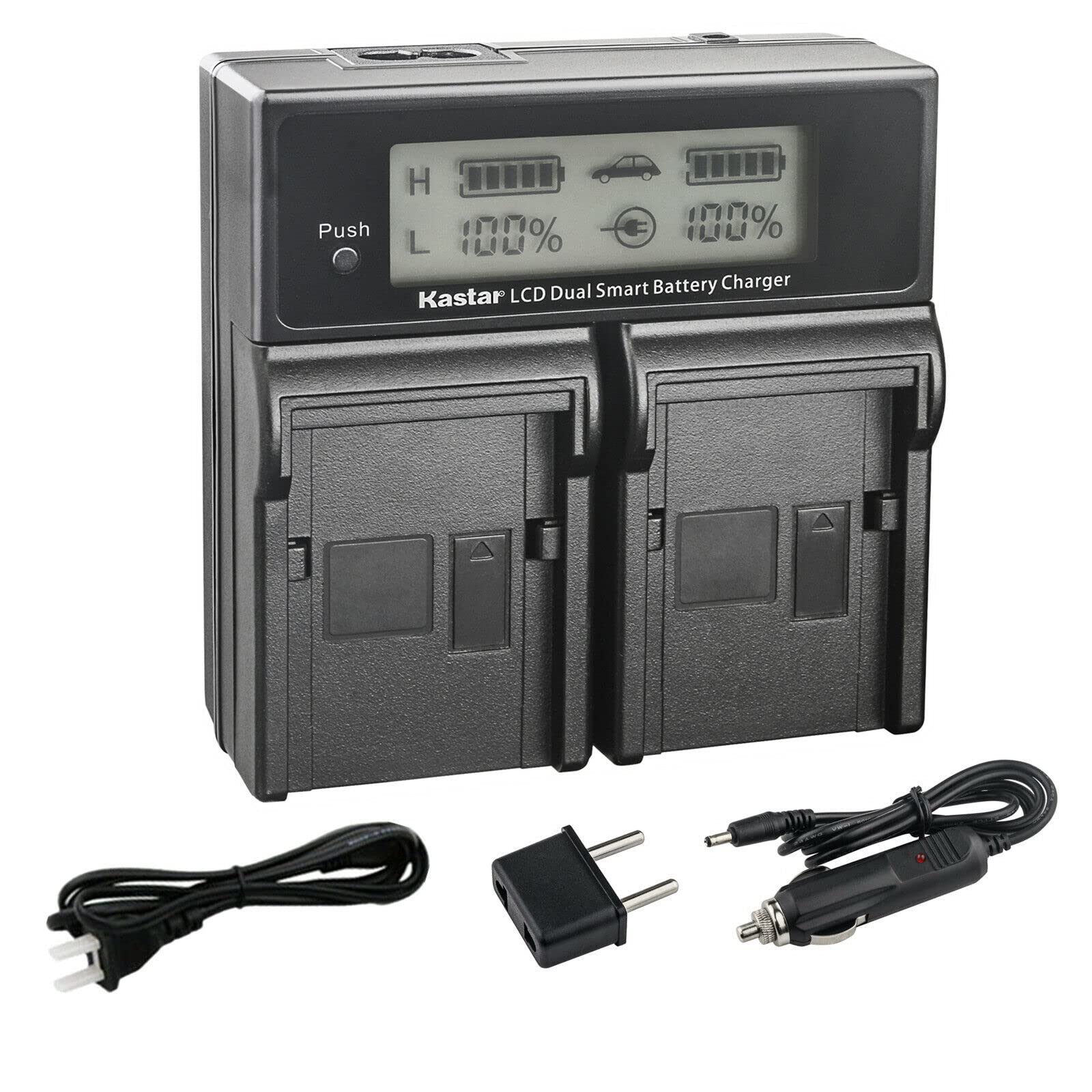 Kastar 16.8V AC LCD Dual Fast Charger for JVC BN-VC264G/BN-VC296G/AA-VC20 Series Batteries & GY-HC500 Camcorder - 2-Hour Quick Charge | Perfect for Professional Videography & Travel Filming