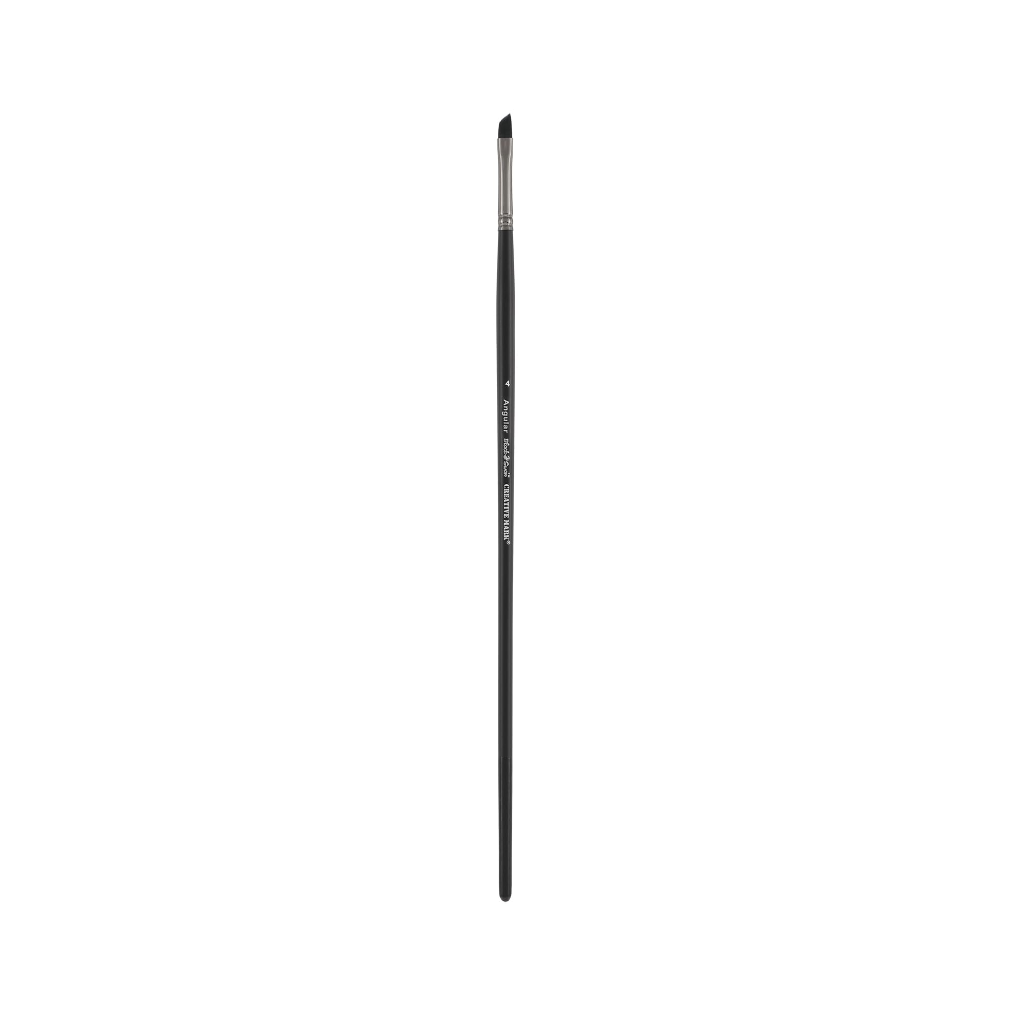 Black Swan Synthetic Red Sable Paint Brushes - Size #4 Angular - Professional Artist Brushes for Oil, Acrylic & Heavy Body Media - Long Handle Paintbrush for Beginners to Experts - Perfect for Canvas Painting, Watercolor & Fine Art Details