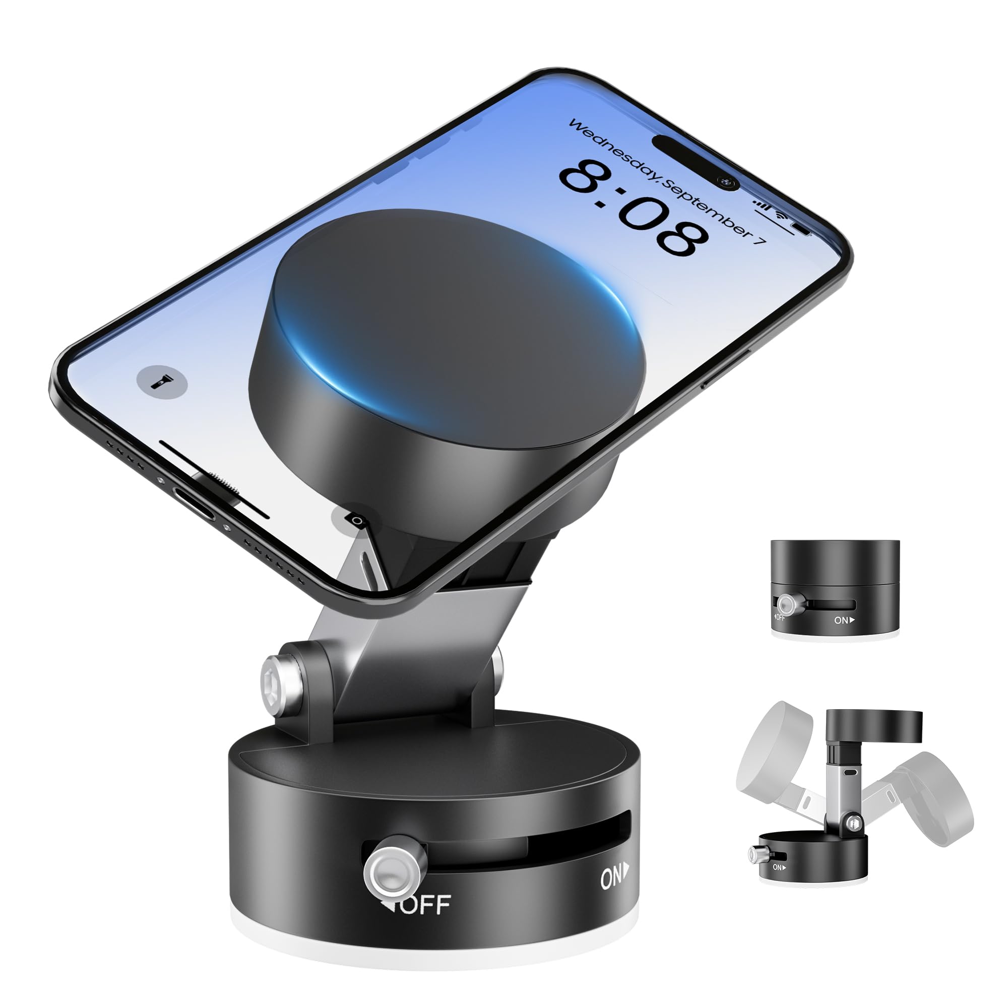 360° Rotatable Magnetic Phone Holder for Car - Strong Suction Cup & Foldable Vacuum Mount Compatible with iPhone 16/15/14/13/12 & All Smartphones - Perfect for Hands-Free Driving, GPS Navigation & Safe Road Trips