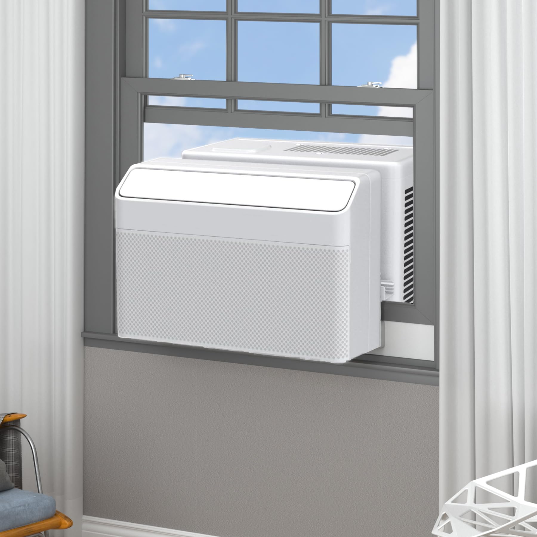 U-Shaped Window AC Foam Insulation Blocks - 2 Pack for Air Leakage Prevention with Seal Strip | Perfect for Home, Office & Apartment Cooling Efficiency