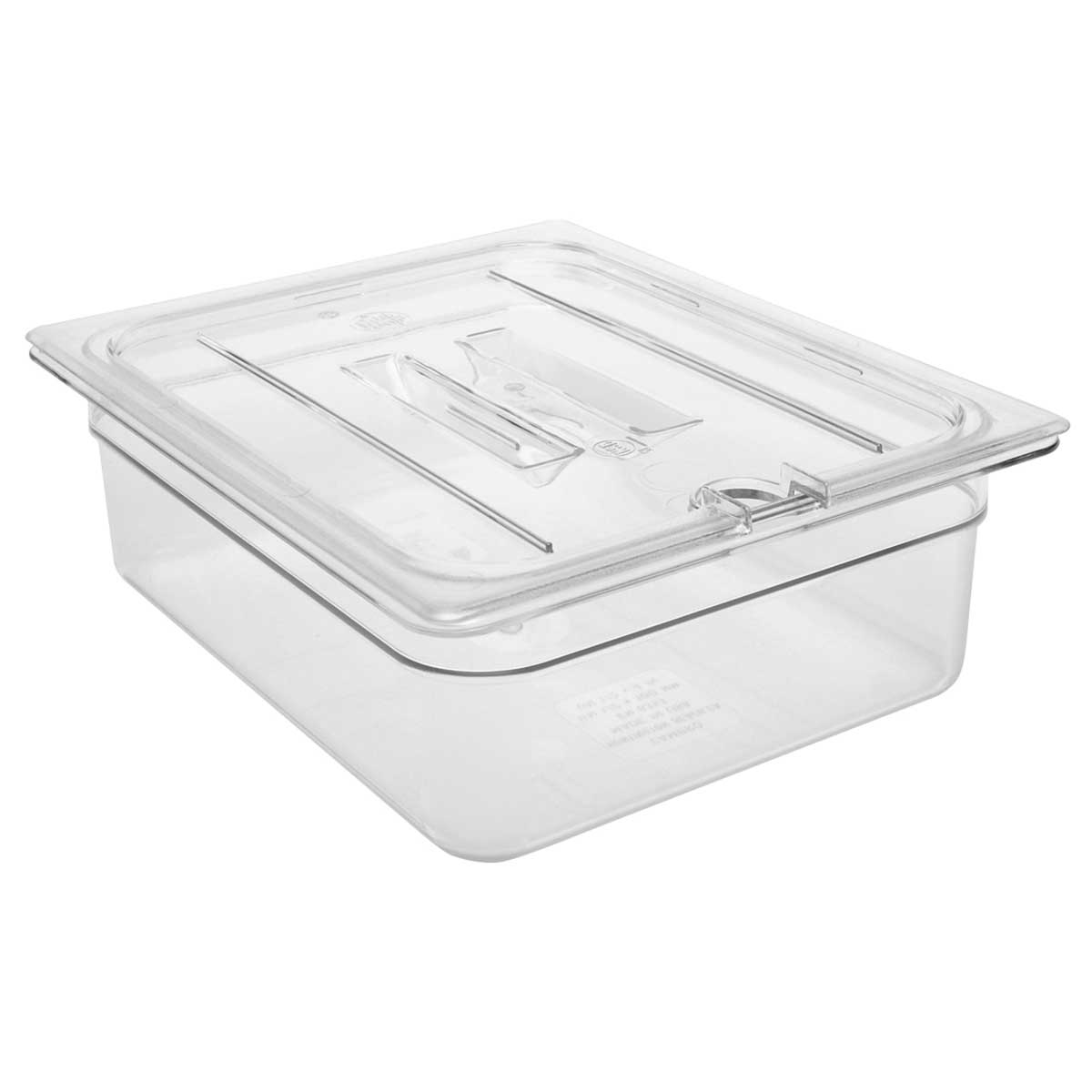 Cambro 20CWCHN135 Clear 1/2 Size Camwear Notched Food Pan Lid with Handle - Perfect for Commercial Kitchens, Buffets, and Food Storage