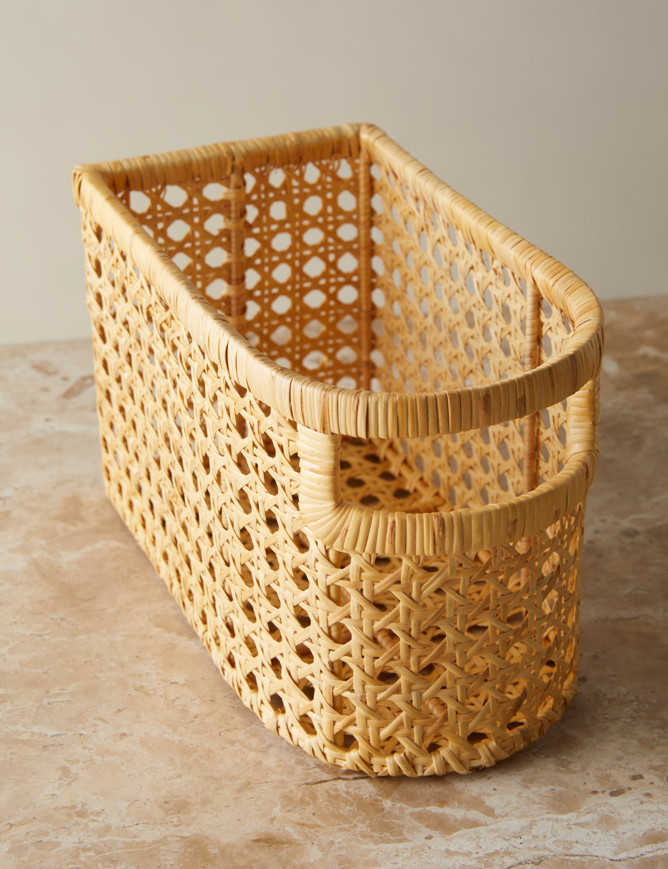 Sarah Sherman Samuel Handwoven Natural Cane Basket - Boho Home Decor, Storage Organizer for Living Room, Bedroom, or Office
