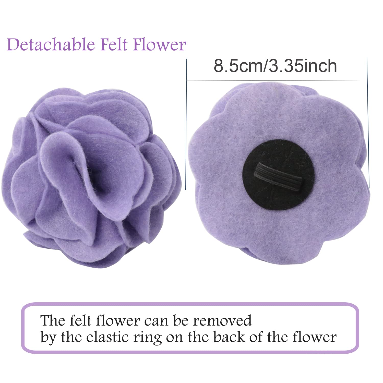 ARING PET Velvet Dog Collar with Detachable Felt Flower - Adjustable Soft Comfortable Collar with Metal Buckle for Small, Medium & Large Dogs | Purple Dog Accessories for Daily Walks, Pet Photos & Special Occasions