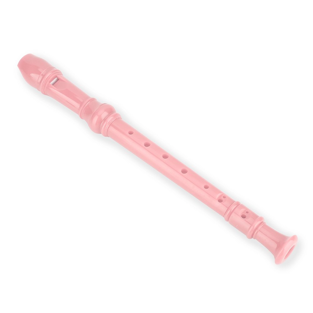 8 Hole High Pitch Soprano Descant Recorder Flute - Pink ABS Plastic Woodwind Instrument with Cleaning Rod for Kids & Adults | School Band, Music Class, Beginner Practice, Home Performance