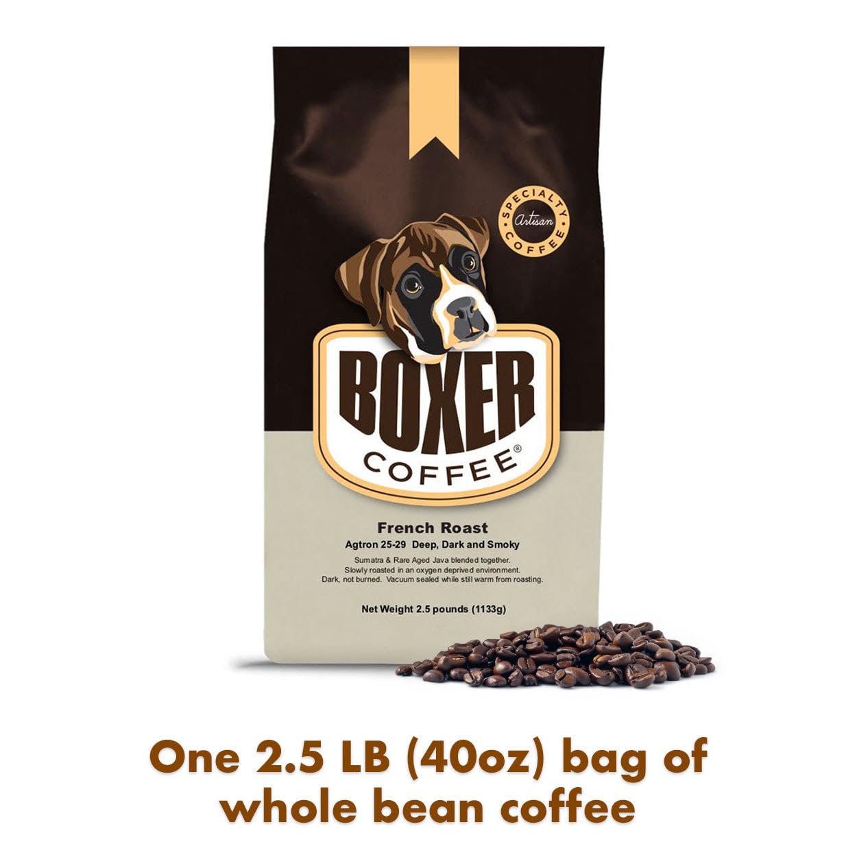 Premium Boxer Coffee Dark Roast Whole Bean Coffee - French Roast 2.5 LB Bag - Specialty Grade Gourmet Artisan Coffee for Home Brewing & Espresso - Perfect for Coffee Lovers & Gifts