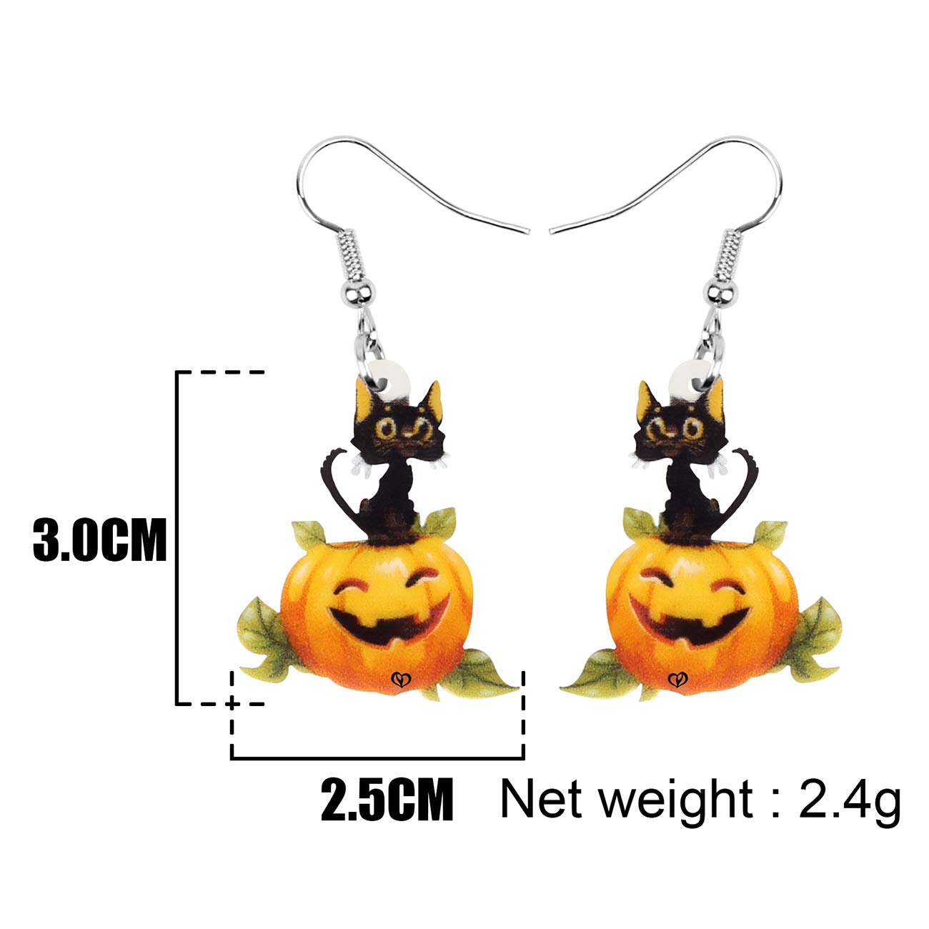 NEWEI Acrylic Halloween Cute Black Cat Earrings - Drop Dangle Jewelry for Women, Girls, Teens - Party, Cosplay, Gift Giving, Costume Accessories