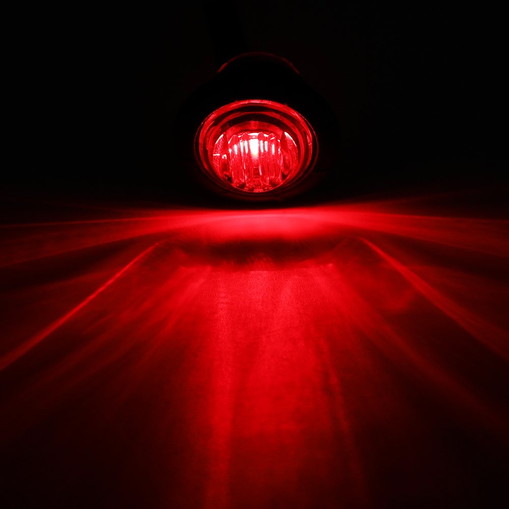 50 Pack 3/4 Inch Mini Round Red LED Side Marker Lights - 12V DC Waterproof Rubber Mount for Trucks, Buses, Boats & Trailers - Durable Signal Lights for Night Driving & Marine Safety