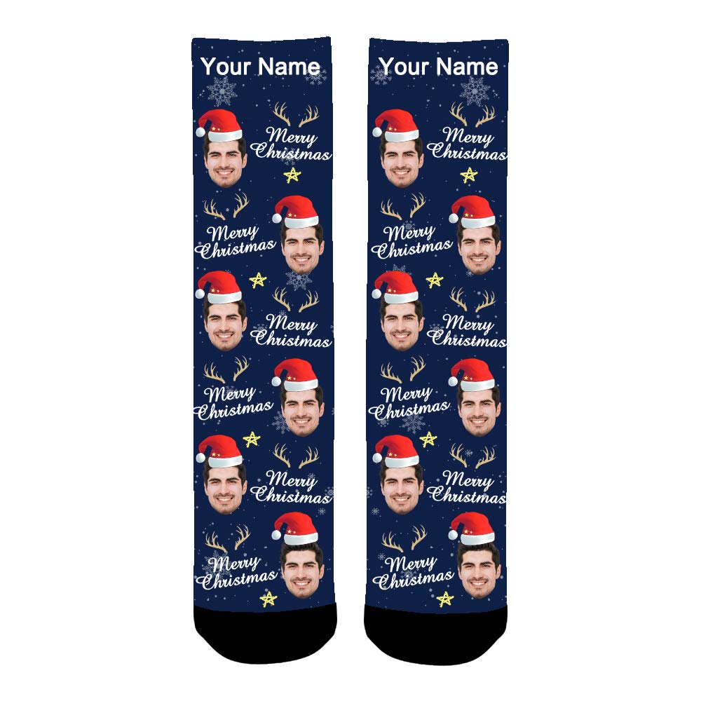 Custom Photo Socks for Men & Women - Personalized Face Christmas Stockings - Perfect Gift for Holidays, Birthdays & Anniversaries