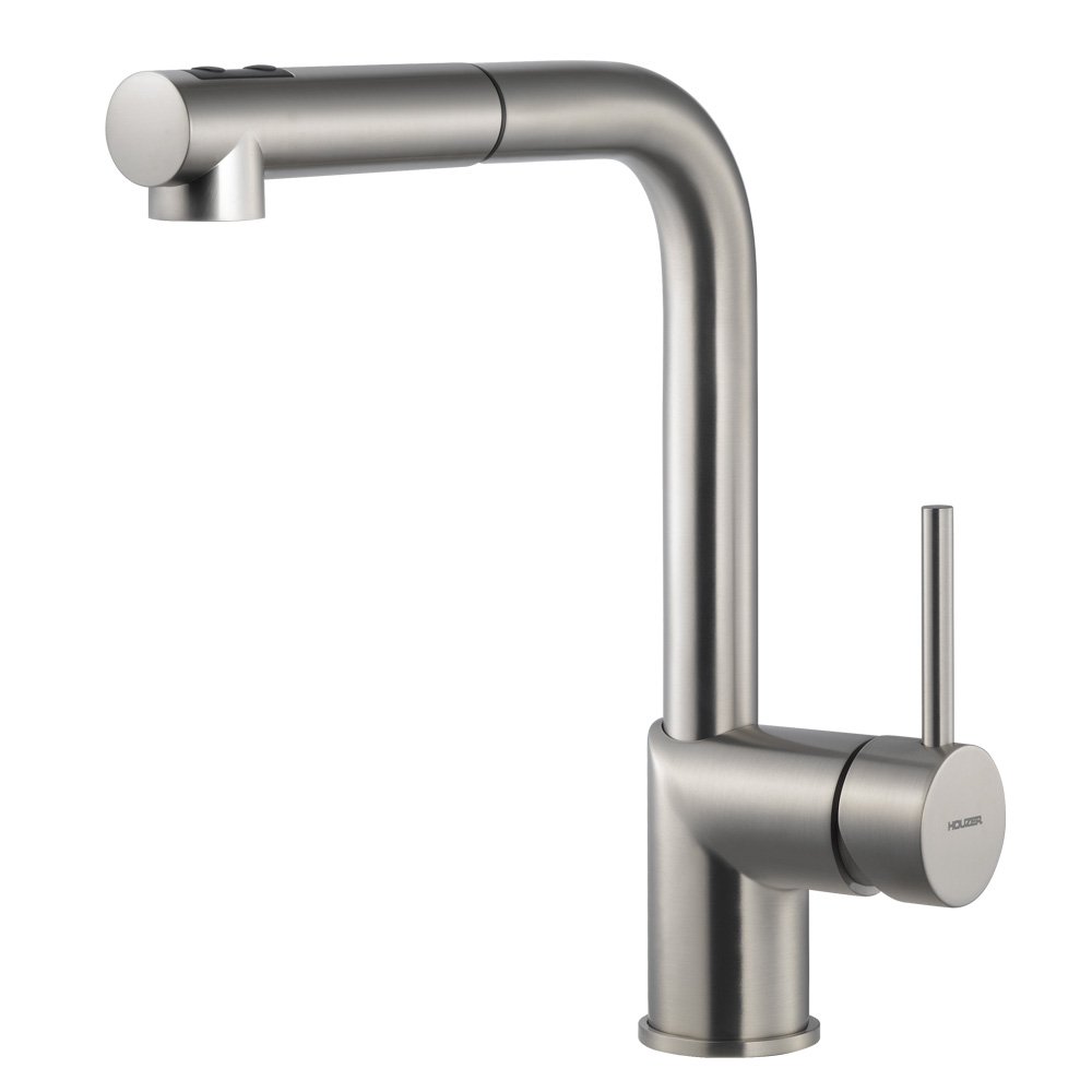 Houzer VITPO-664-BN Vitale Pull-Out Kitchen Faucet in Brushed Nickel - Perfect for Modern Farmhouse & Commercial Style Kitchens
