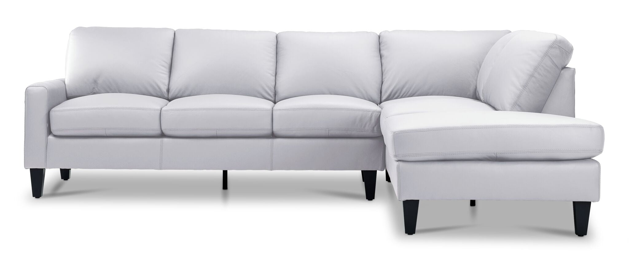 Premium Chito Leather 2-Piece Sectional Sofa with Right-Facing Chaise in Silver Grey - Modern Living Room Furniture for Cozy Home & Family Gatherings