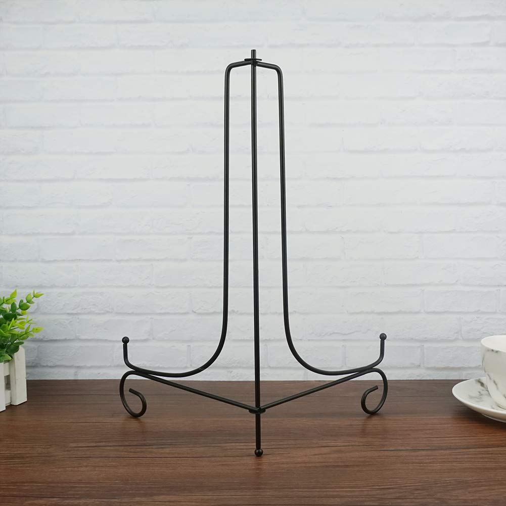 (2 Pack) 15 Inch Large Black Iron Easel Stand - Heavy Duty Plate Display Holder for Picture Frames, Decorative Plates, Tablets & Artwork | Perfect for Home Decor, Gallery Exhibits and Retail Displays