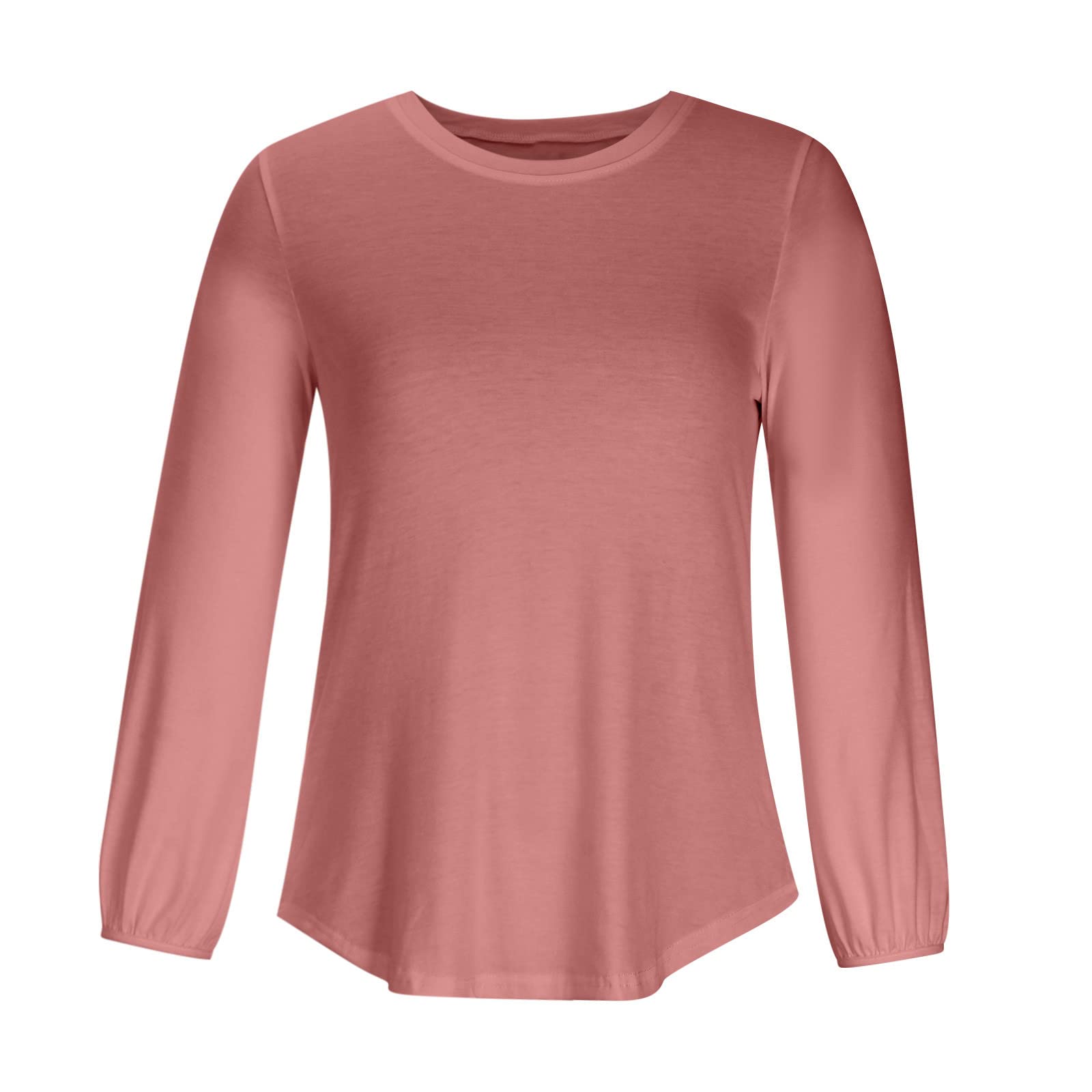 Women's Plain Loose Fit Round Neck Casual T-Shirts - Sexy Pullover Blouses for Fall - Perfect for Everyday Wear, Office Outfits & Weekend Relaxation