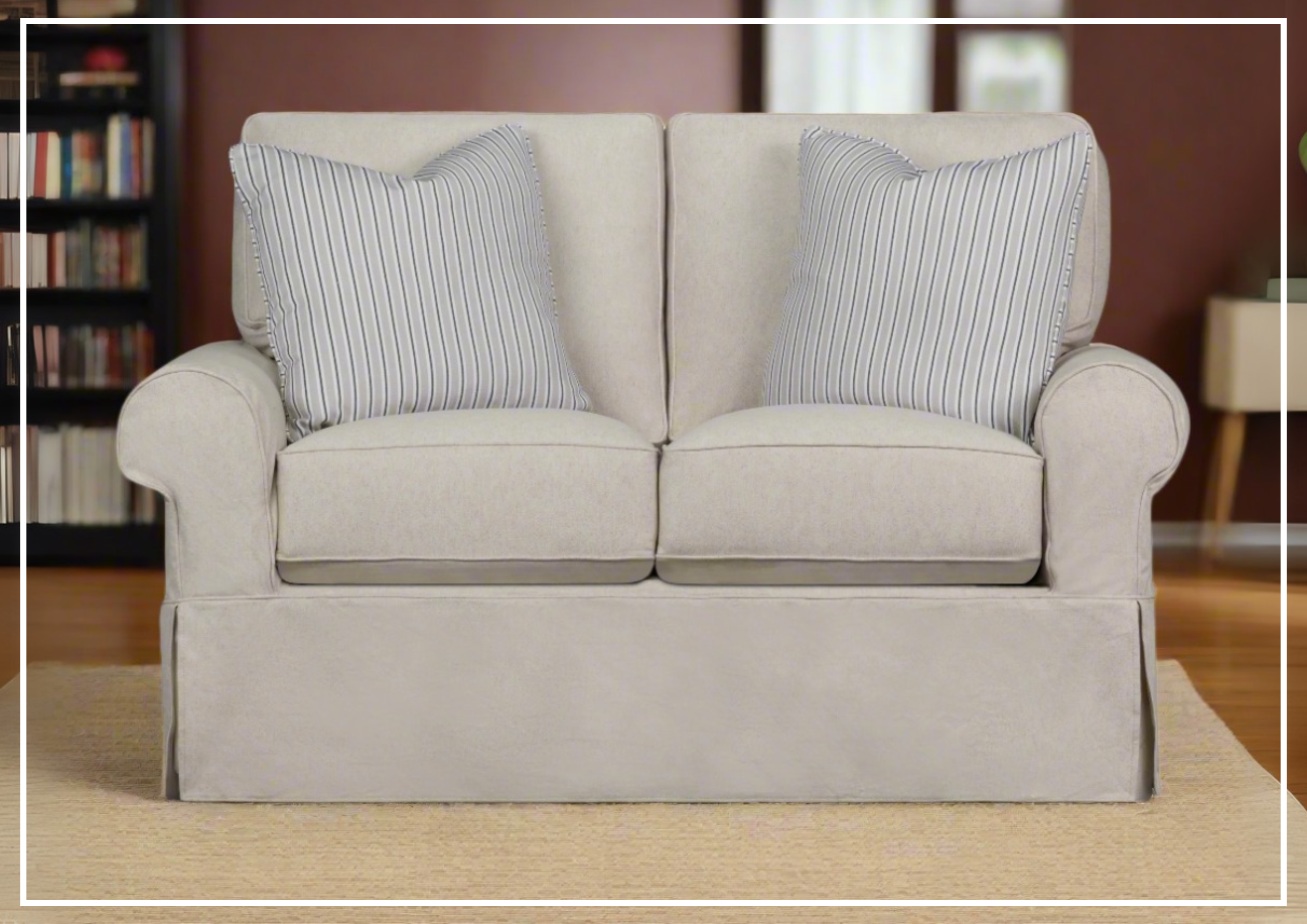 Klaussner Katelin Loveseat Slipcover - Premium John Linen Sepia Fabric - Perfect for Living Room, Bedroom & Home Decor - Washable & Durable Sofa Cover for Pets & Kids