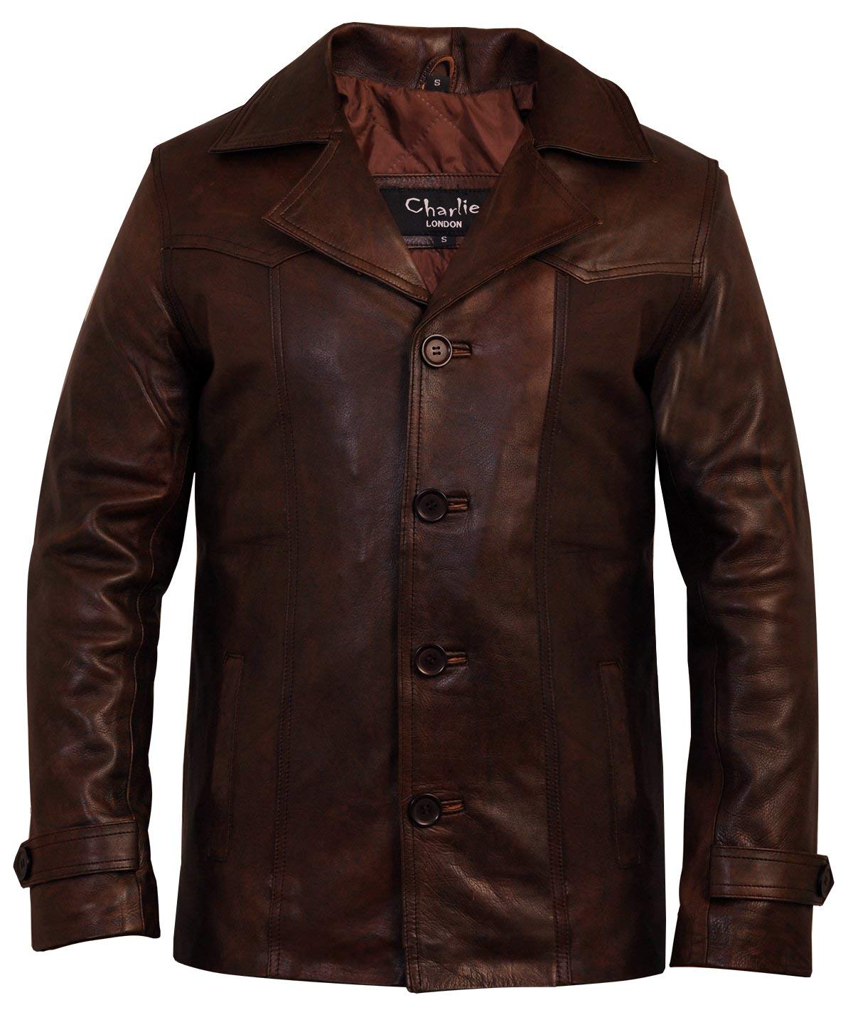 Charlie London Vintage Brown Leather Jacket for Men - Stylish Outerwear for Casual & Motorcycle Rides