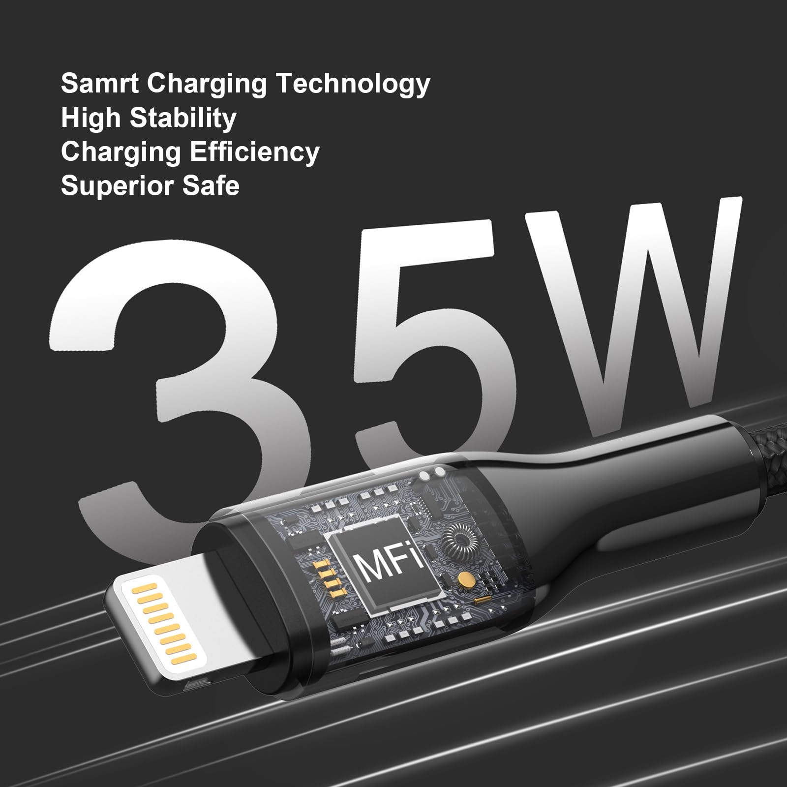 35W USB C to Lightning Fast Charging Cable 1.2M - Zinc Alloy Braided Durable Cord for iPhone 14/13/12/11, iPad, MacBook - High-Speed Data Sync & Fast Charging - Perfect for Home, Office & Travel Use