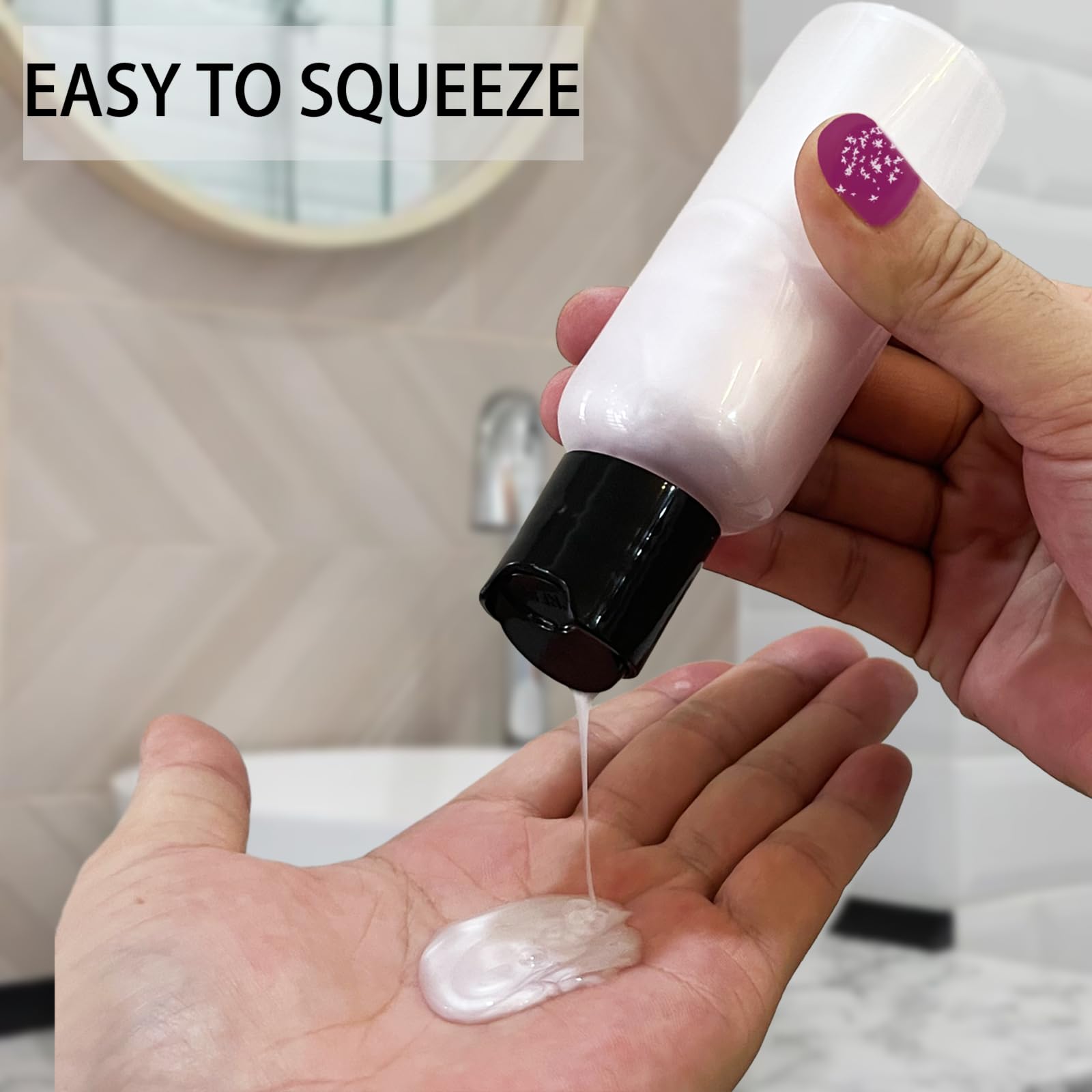 5 Pack 3.4 oz TSA Approved Leakproof Travel Bottles - Empty Plastic Toiletry Containers with Labels for Shampoo, Lotion & Cosmetics | Perfect for Airplane Carry-On, Vacation & Gym Essentials