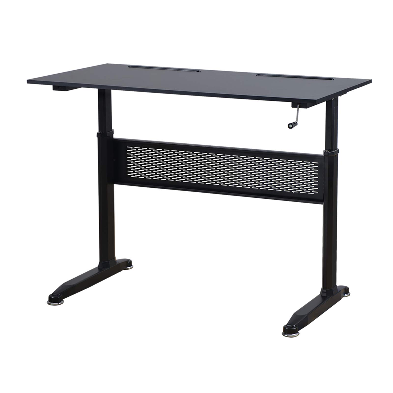 Ergonomic Adjustable Height Computer Desk - MDF Study Writing Gaming Table for Home Office, Bedroom & Living Room - Perfect for Remote Work, Online Classes & Gaming Setup (Black)