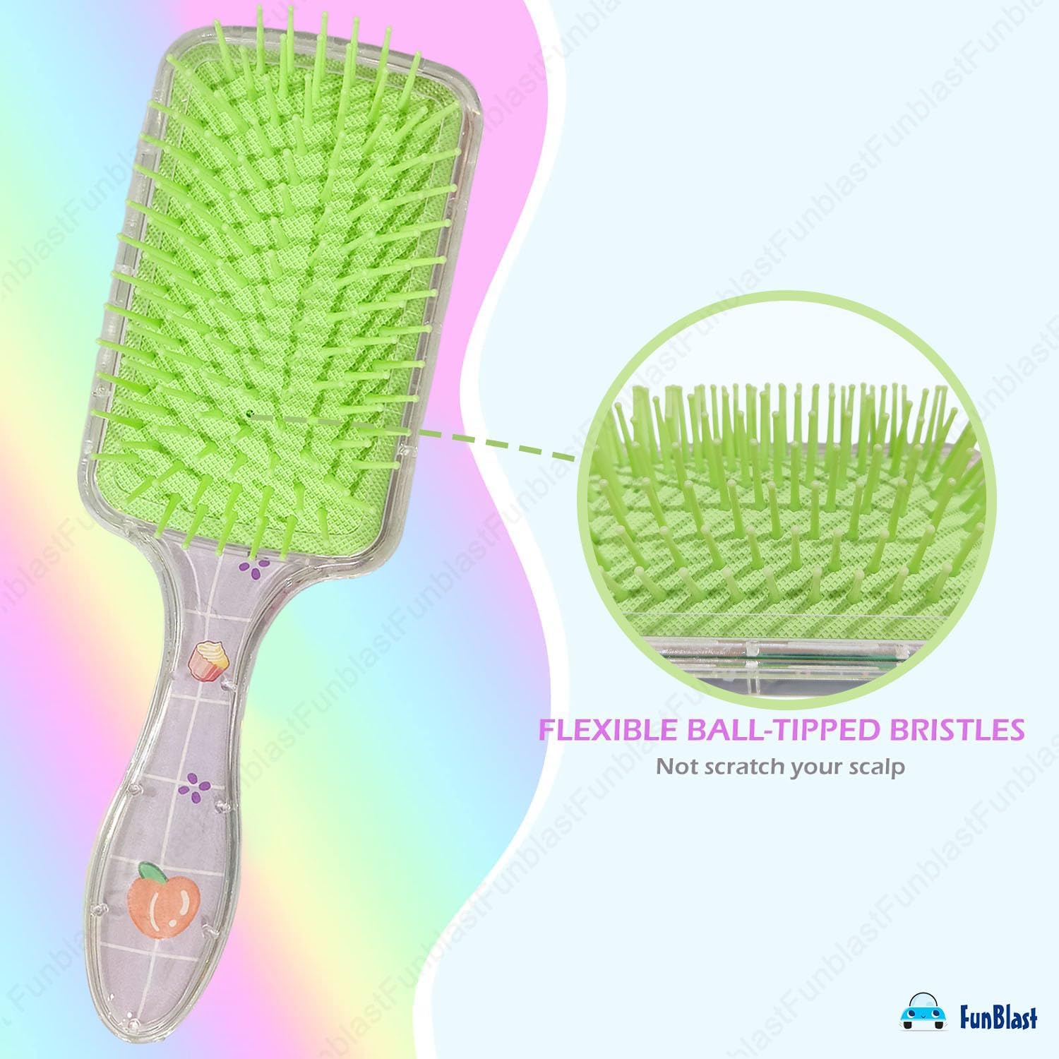 FunBlast Glitter Hair Brush Comb for Girls & Women - Kids Hair Care Set for Styling & Detangling
