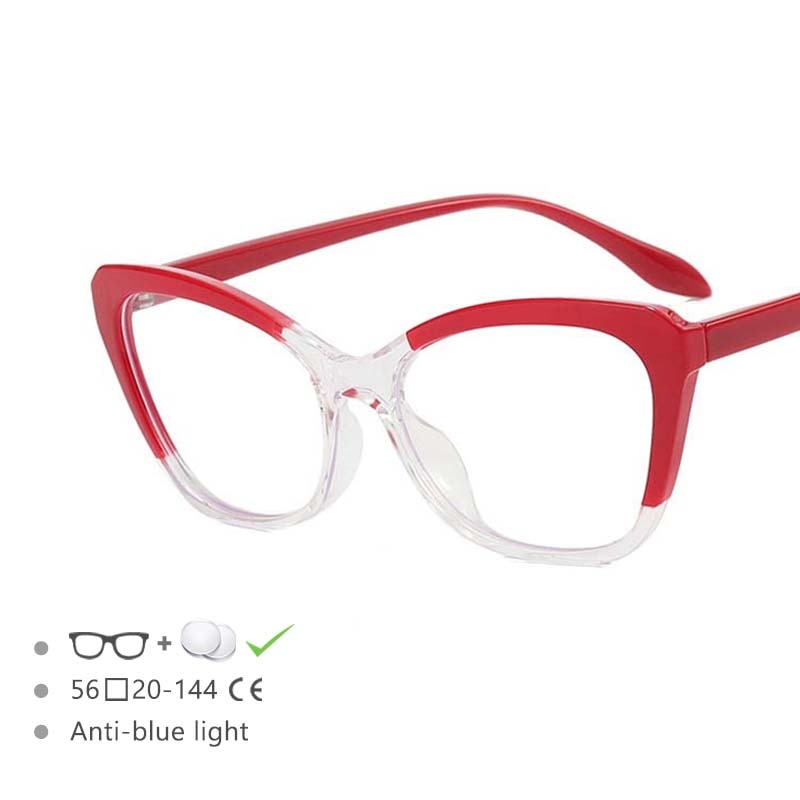 CCspace Women's Full Rim Large Cat Eye Titanium Frame Eyeglasses 54571 - Lightweight & Durable Eyewear for Work, Reading, and Fashion Accessories