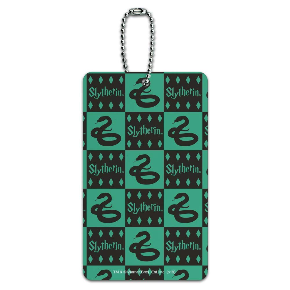 Harry Potter Slytherin Pattern Luggage Tag - Waterproof Suitcase ID Tag for Travel Bags & Carry-Ons - Perfect for Harry Potter Fans, Cosplay & Wizarding World Themed Travel Accessories