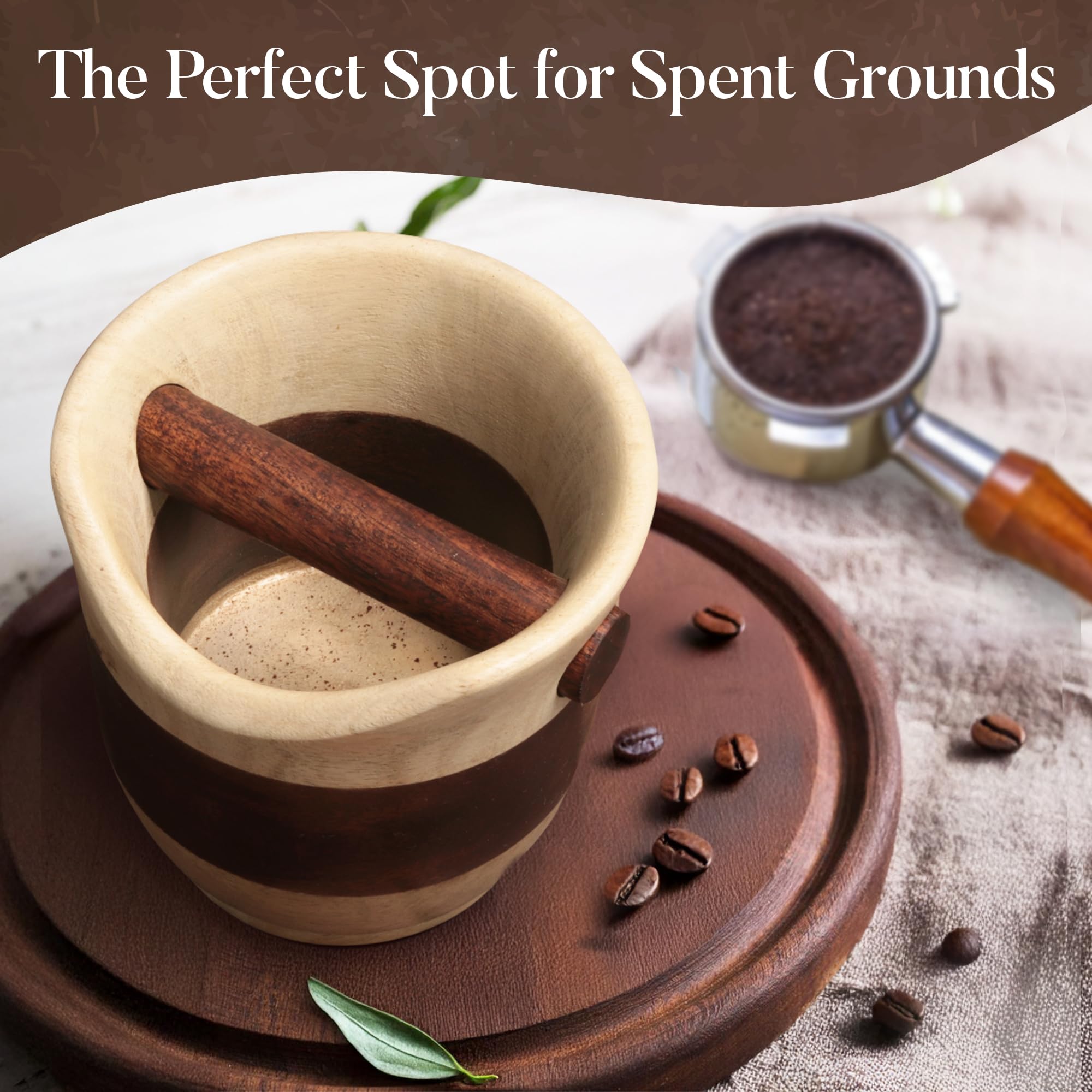 Premium Wooden Espresso Knock Box - Durable Coffee Grounds Container with Tamping Station for Baristas & Home Brewing | Perfect for Espresso Machines & Coffee Shops