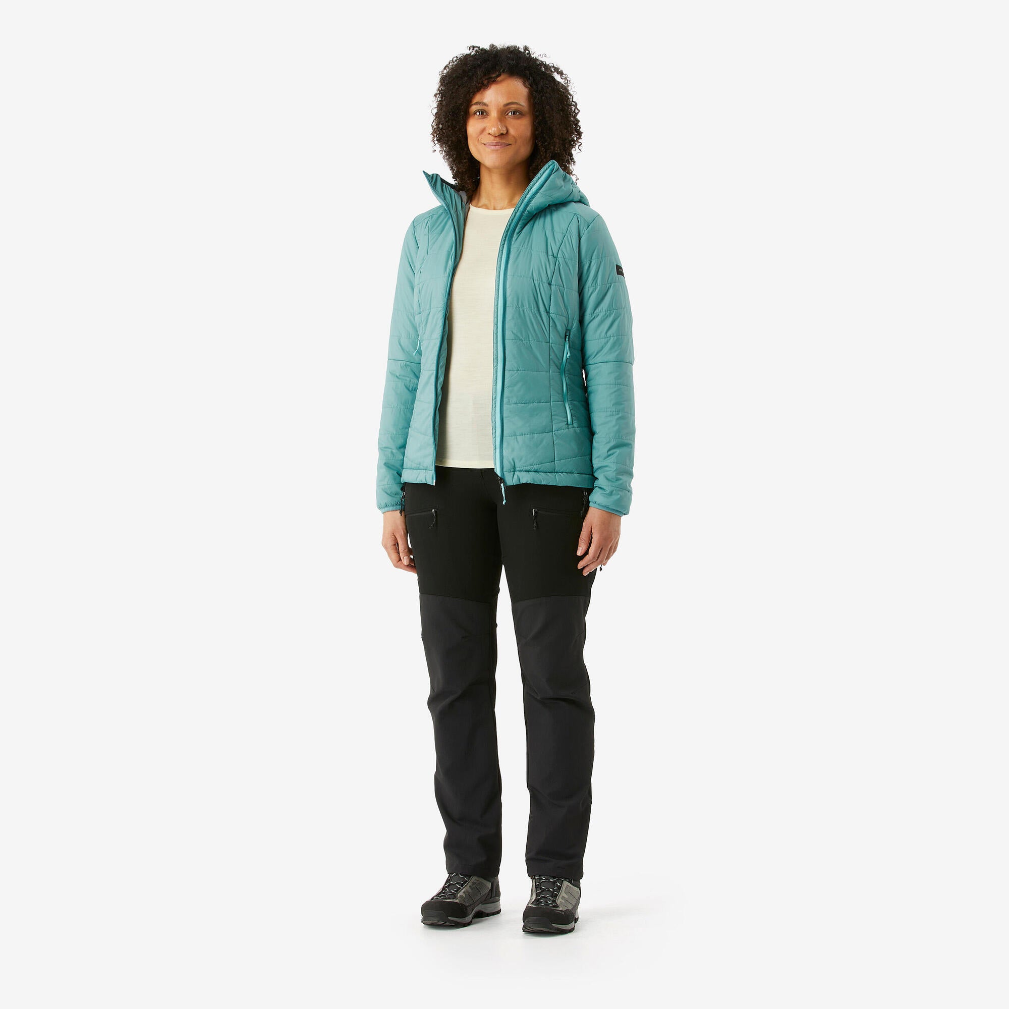 Forclaz Women's MT100 Lightweight Hooded Synthetic Jacket - Waterproof Windbreaker for Hiking, Camping & Outdoor Adventures