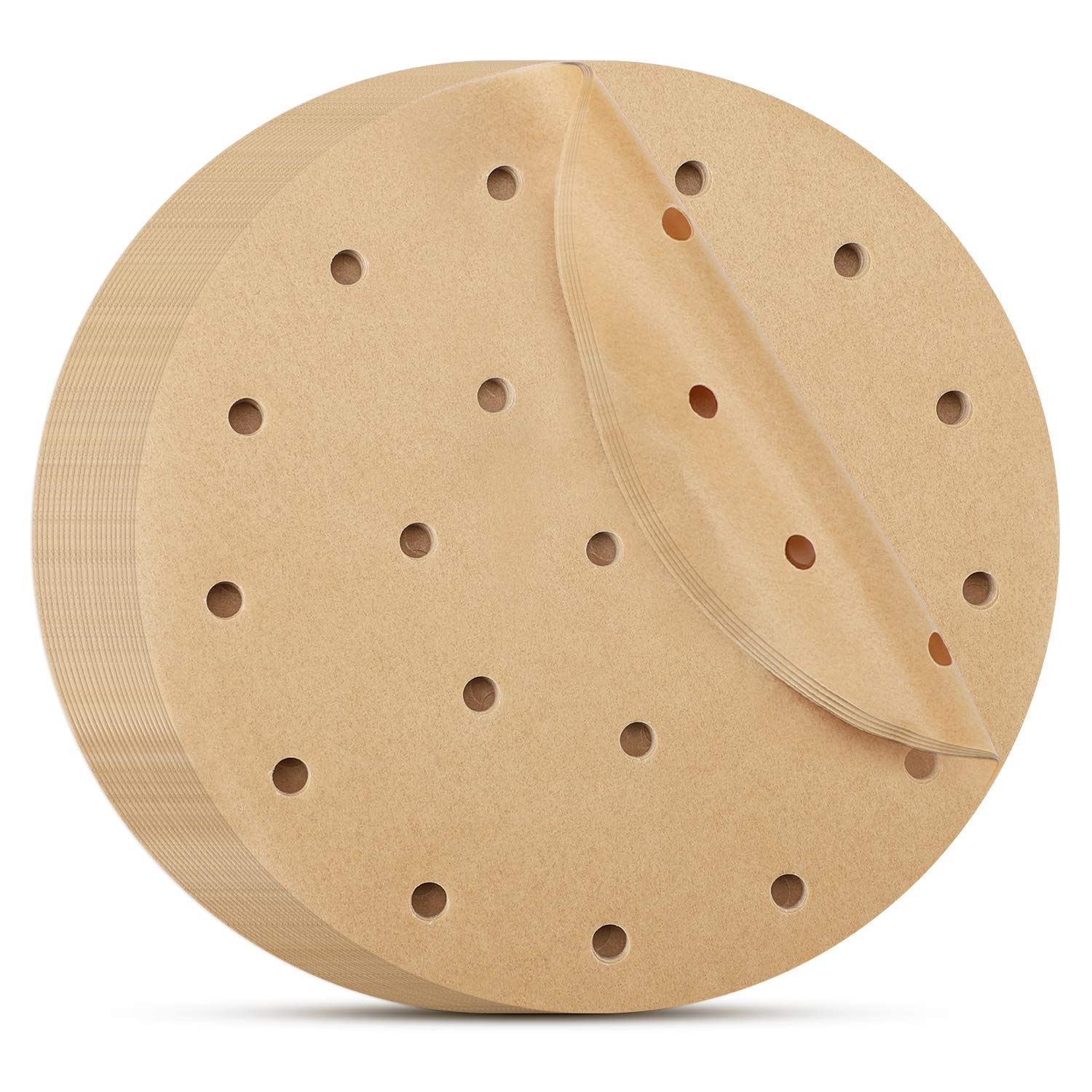 Beasea 200pcs 7 Inch Unbleached Air Fryer Parchment Paper Liners - Perforated Disposable Filter Paper for Air Fryer, Steaming Basket & Bamboo Steamer - Perfect for Healthy Cooking, Baking & Meal Prep