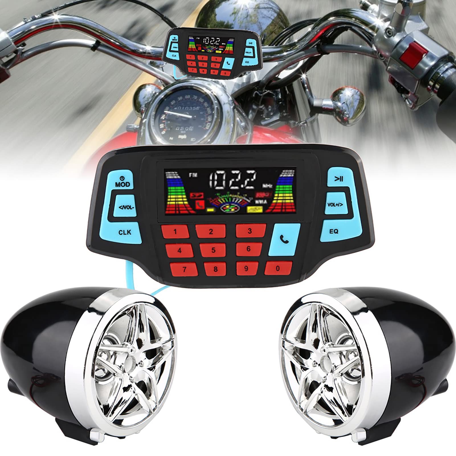 Waterproof Motorcycle Bluetooth Speakers with Amplifier - USB/SD for Outdoor Riding