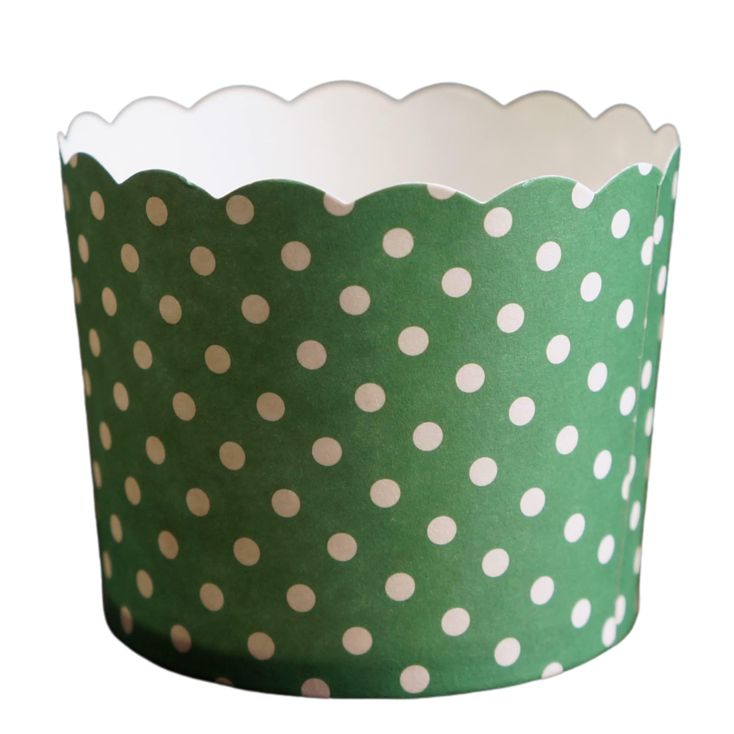 50-Pack Large Green Polka Dot Paper Baking Cups | Greaseproof Disposable Cupcake & Muffin Liners for Baking, Parties & Home Decor