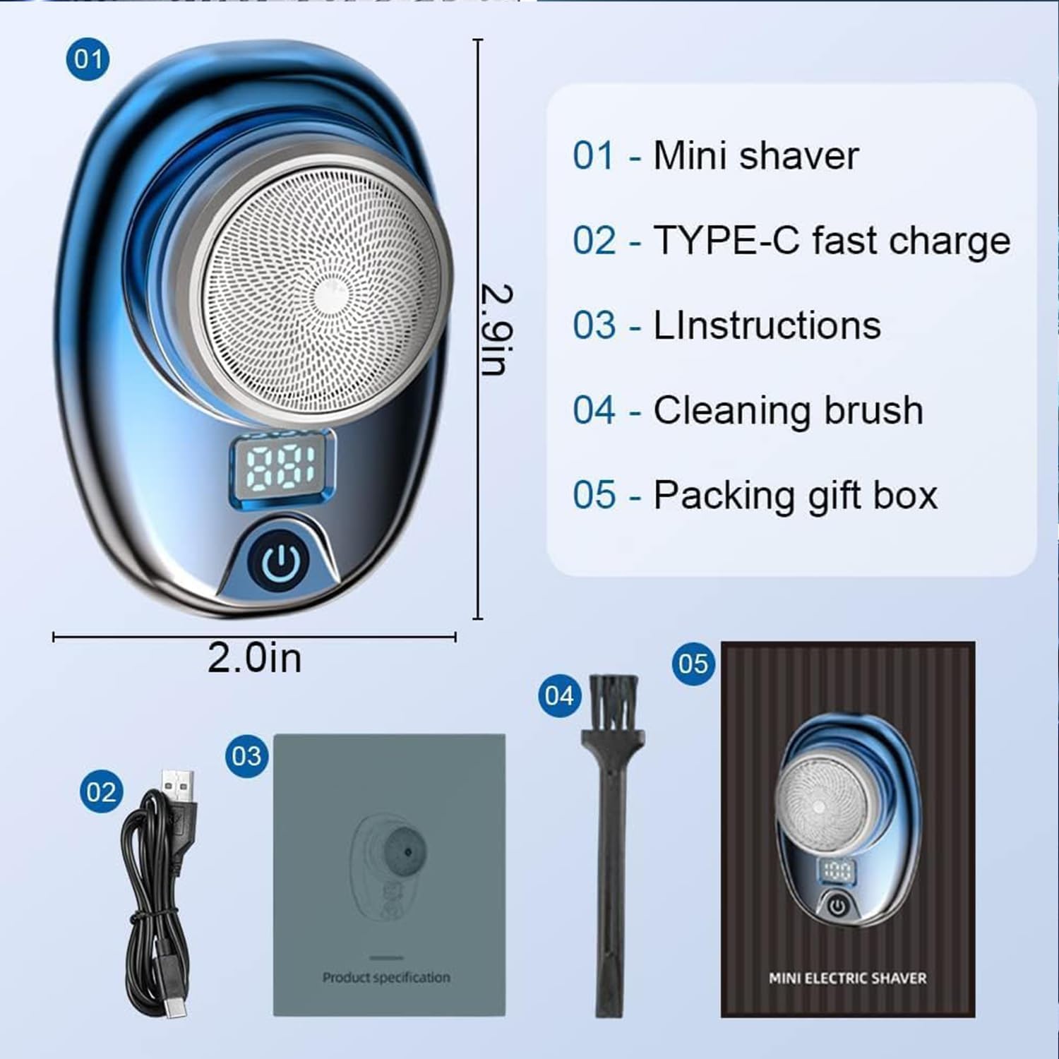 Pyrinov 4D Electric Shaver for Men - Rechargeable Waterproof Multifunctional Shaver with Precision Blades, Mini Portable Travel Razor (Black, 2 Pack) - Perfect for Home, Travel & Daily Grooming