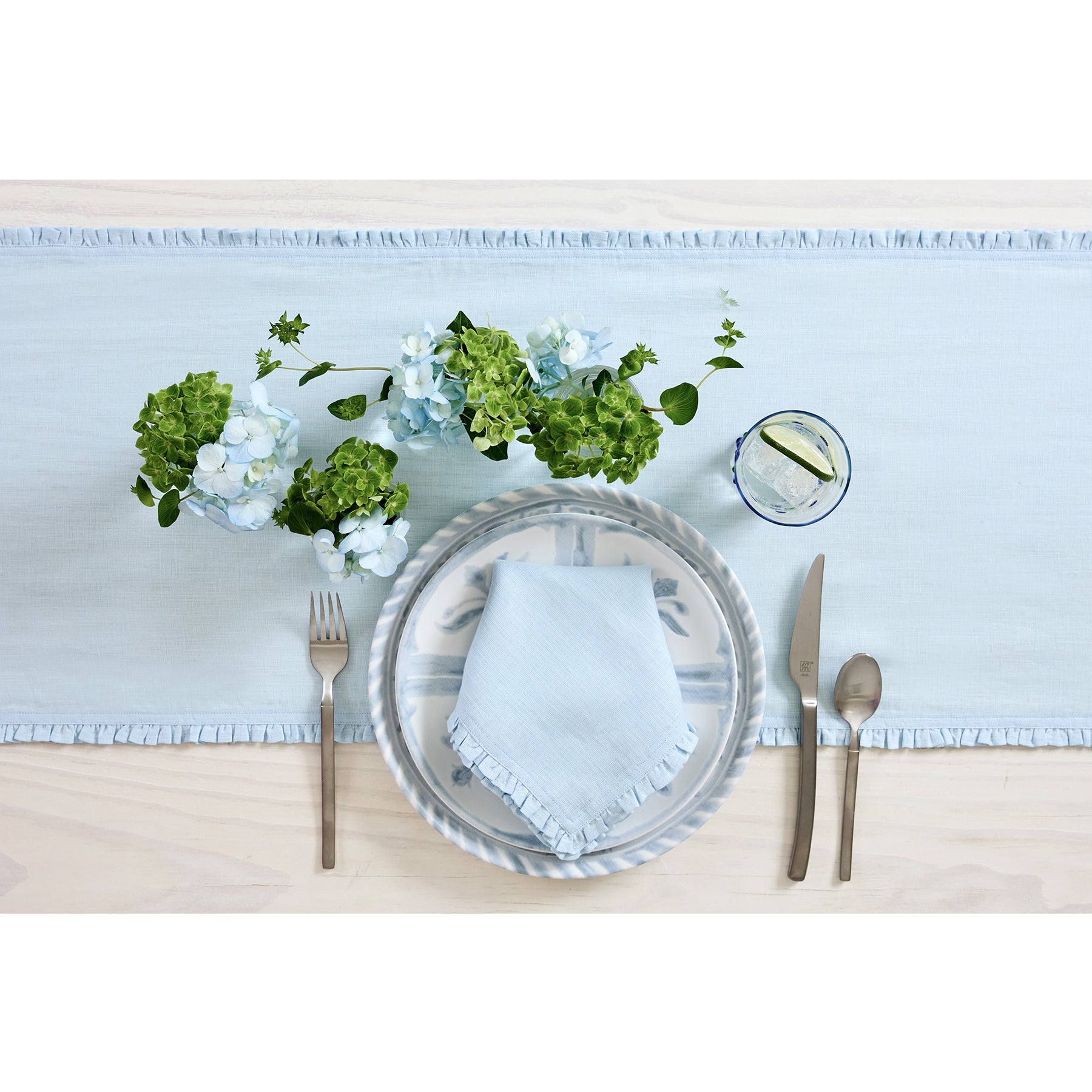 Juliette Ruffle Table Runner - Elegant Lace Trim Dining Table Decor for Weddings, Parties & Home Decor