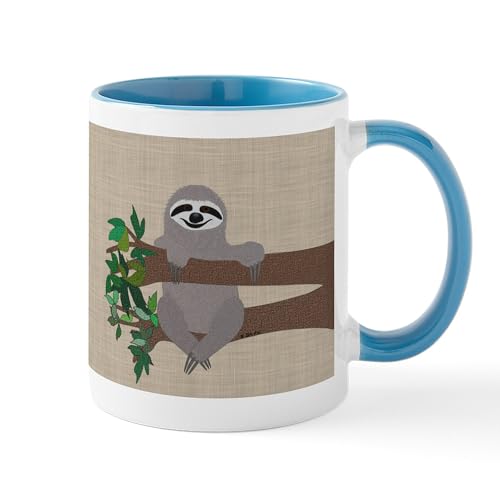 White/Blue Inside - Sloth 11 Oz Ceramic Mugs