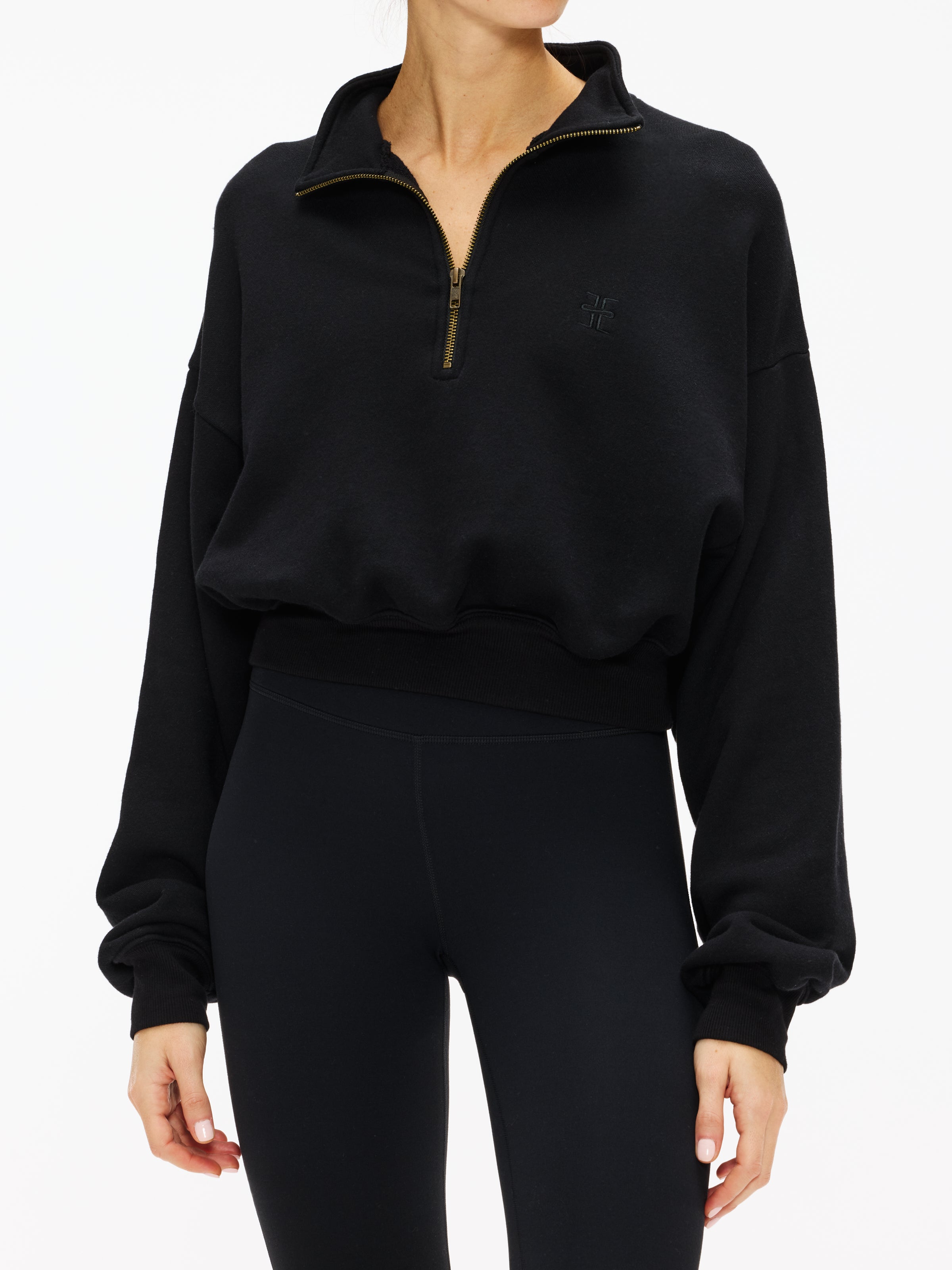 Eterne Cropped Half Zip Sweatshirt for Women | Casual Pullover Fleece Top | Perfect for Workouts, Running & Lounge Wear