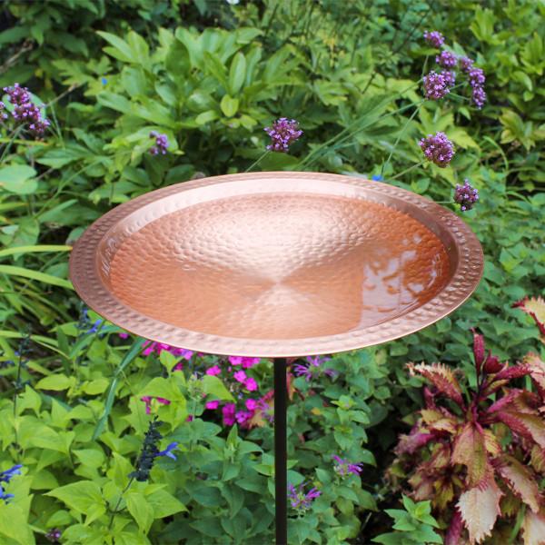Handmade Hammered Solid Copper Birdbath for Garden - Outdoor Decorative Bird Bath with Rustic Patina Finish - Perfect for Attracting Birds to Your Backyard, Patio or Garden Decor
