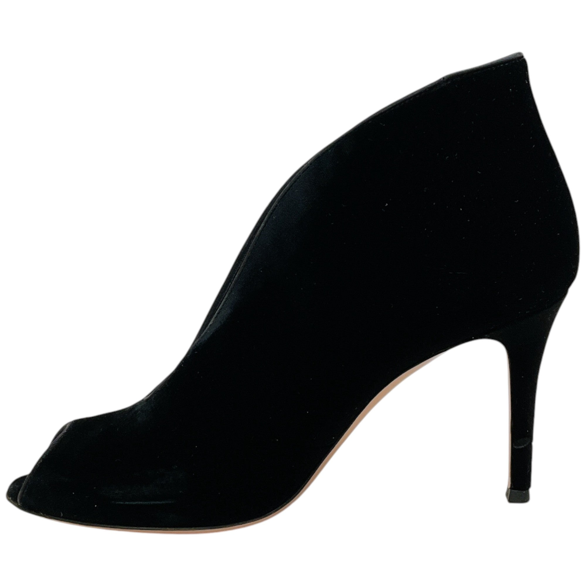 Gianvito Rossi Black Velvet Deep V Cutout Shootie Pumps - Elegant Women's Dress Shoes for Evening Parties & Formal Events
