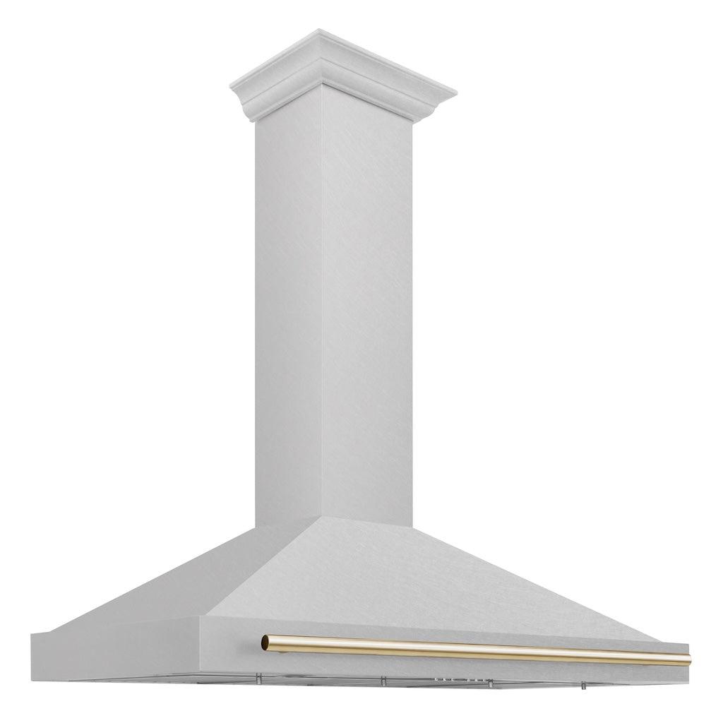 ZLINE KB4SNZ 36 G Autograph Edition 36-Inch Stainless Steel Wall Mount Range Hood with Convertible Satin Finish & Polished Gold Handle - Perfect for Modern Kitchens & Luxury Home Upgrades