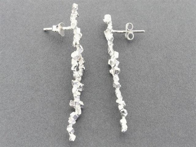 Druzy Long Post Stud Earrings in Sterling Silver - Elegant & Hypoallergenic Jewelry for Women | Perfect for Parties, Weddings & Everyday Wear