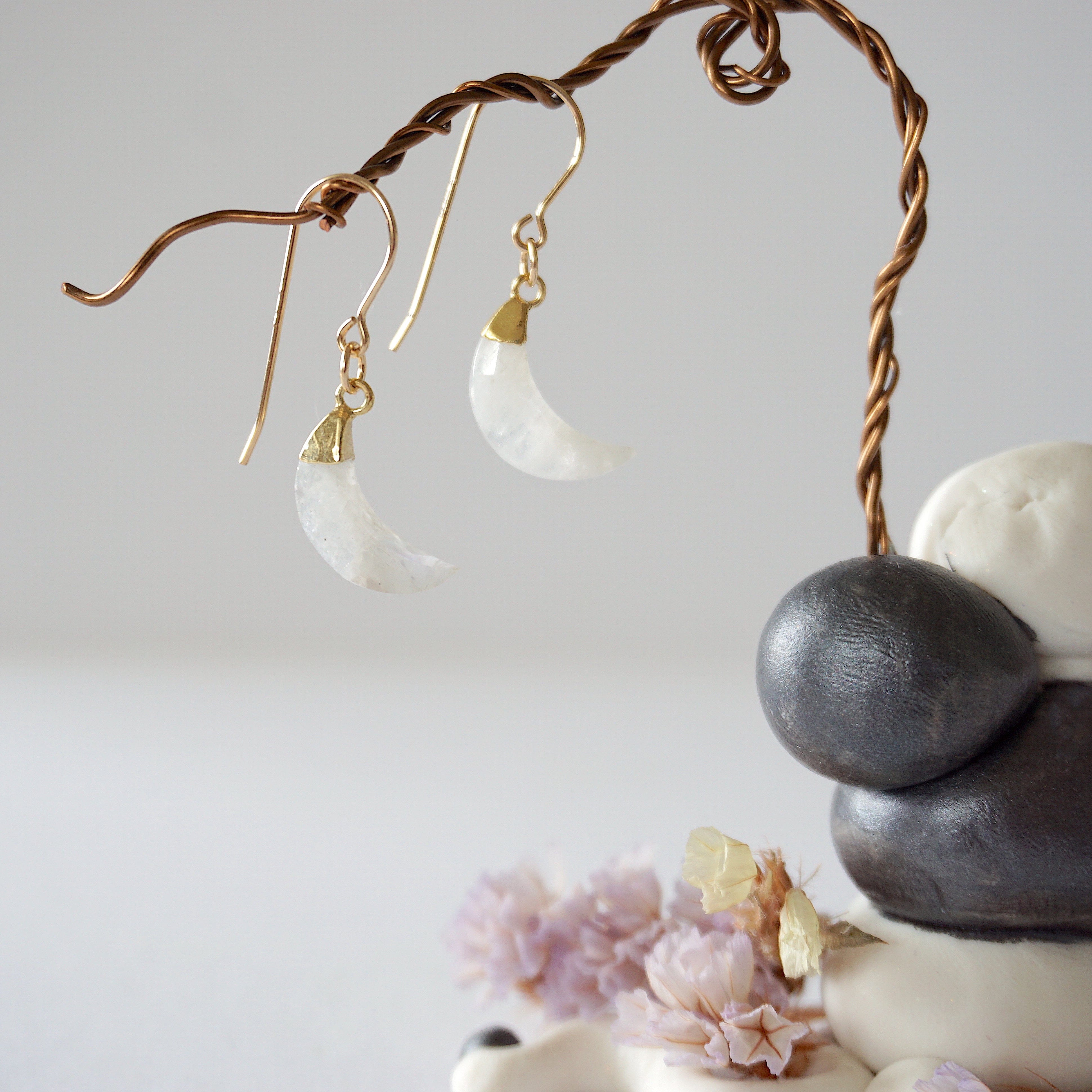 Rainbow Moonstone Drop Earrings - 14K Gold Filled Dangle Earrings for Women | Perfect for Weddings, Parties & Everyday Elegance