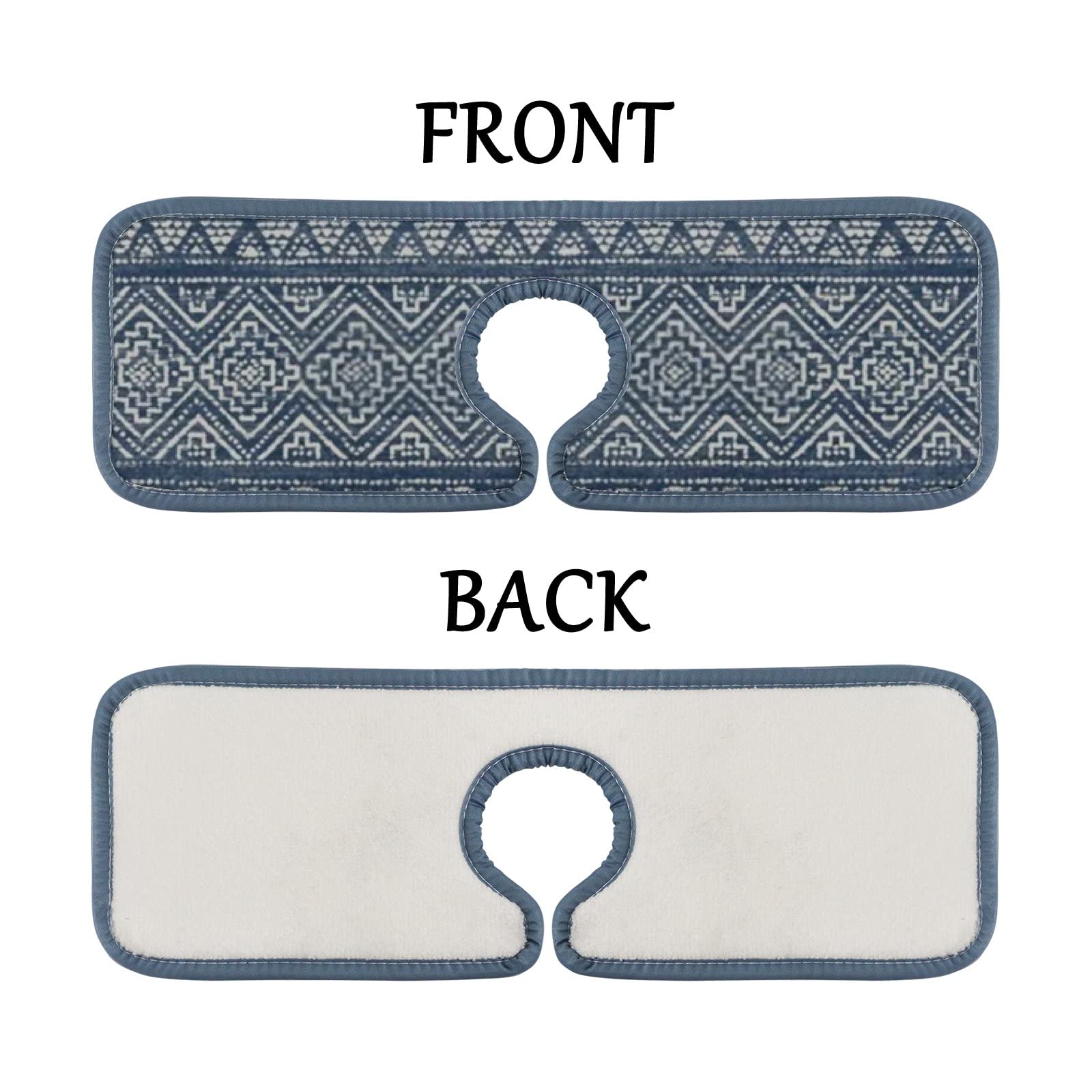 Non-Slip Sink Splash Guard Mat - 3 Pack Absorbent Waterproof Countertop Protector for Kitchen & Bathroom - RV Safe, Boho Style - Prevents Water Stains & Splashes (Great for Dishes, Handwashing & Pet Areas)