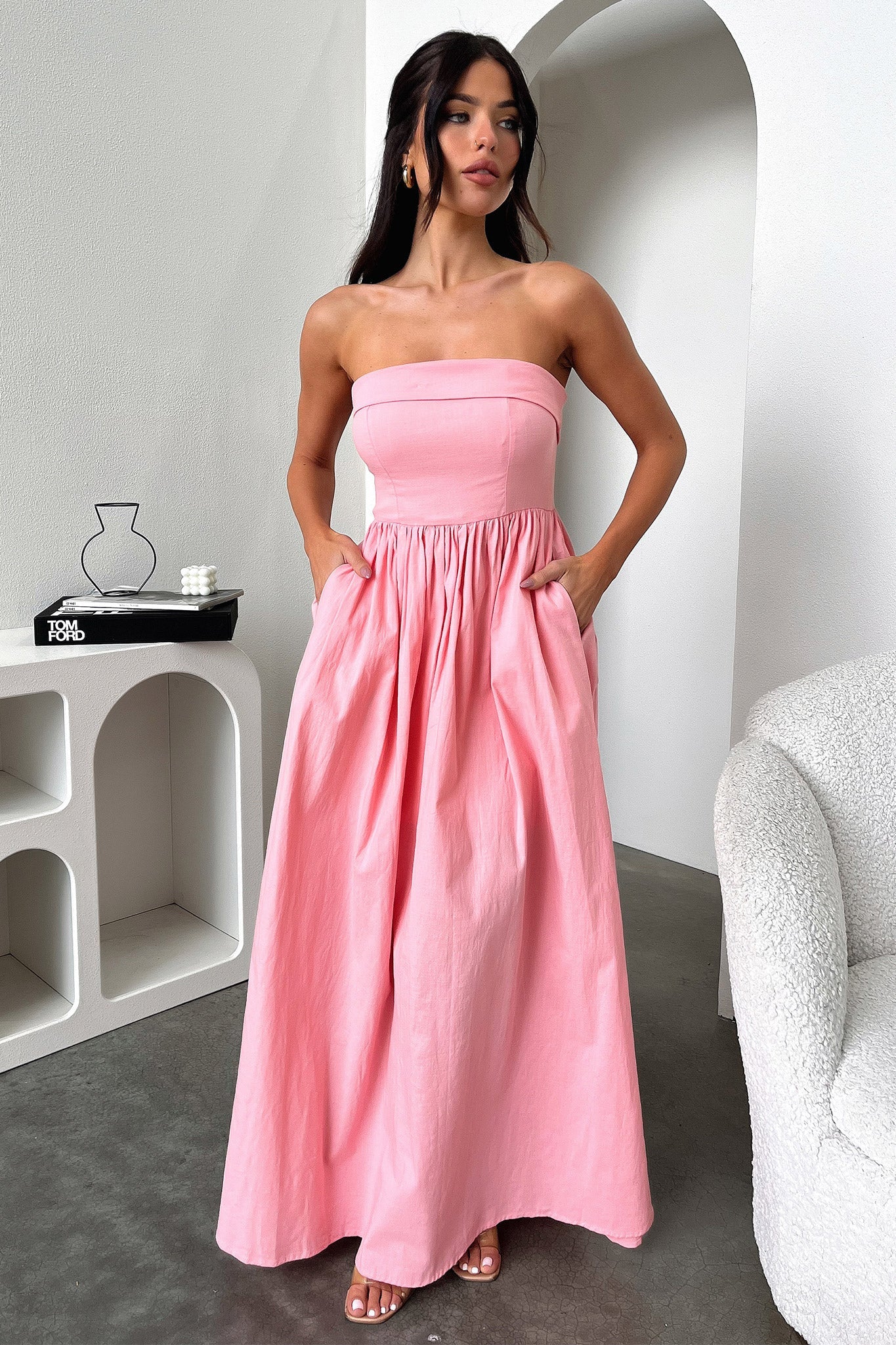 Cornell Women's Maxi Dress - Flowy Long Summer Dress in Pink, Perfect for Beach, Vacation & Casual Outings