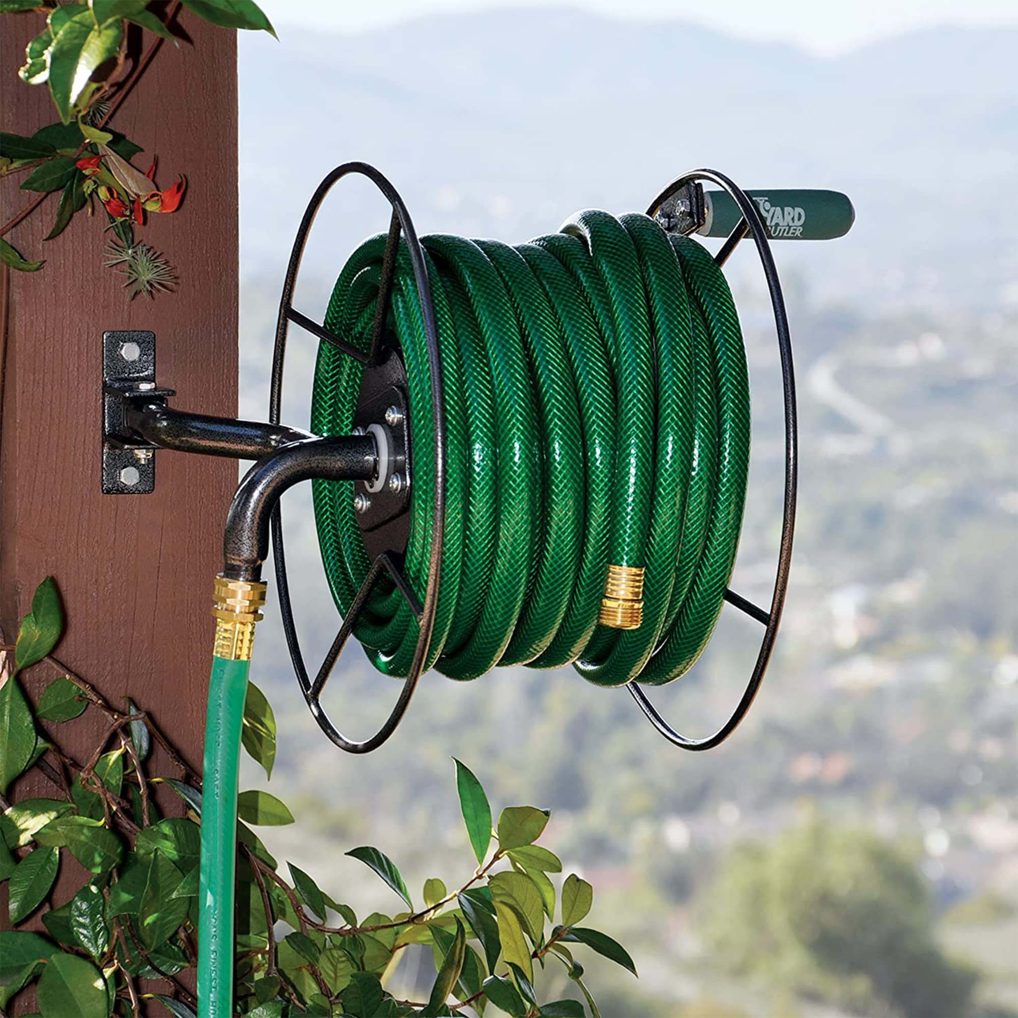 Yard Butler Swivel Hose Reel - Heavy Duty Wall Mount Garden Hose Holder with 90 Degree Pivot (ISRM-90) - Perfect for Outdoor Watering, Lawn Care & Garden Maintenance