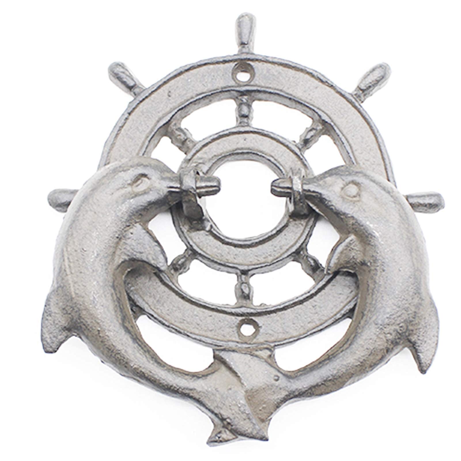 Vintage Rustic Worn Finish Door Knockers - 2 Dolphins and Rudders Design for Garden Courtyard Gates, Classic Front Door Hardware | Perfect for Coastal, Nautical, and Farmhouse Style Home Entryways