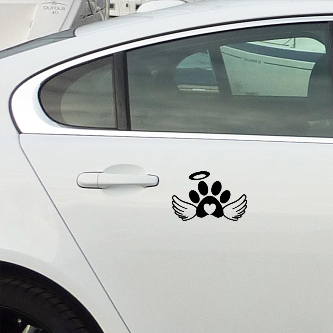 Premium Waterproof Vinyl Decal Stickers (Set of 2) - Dog Paw Angel Design for Laptop, Phone, Helmet, Car Window, Bumper, Mug & Wall Decor | Cute Pet Lover Gift & Home Office Decoration