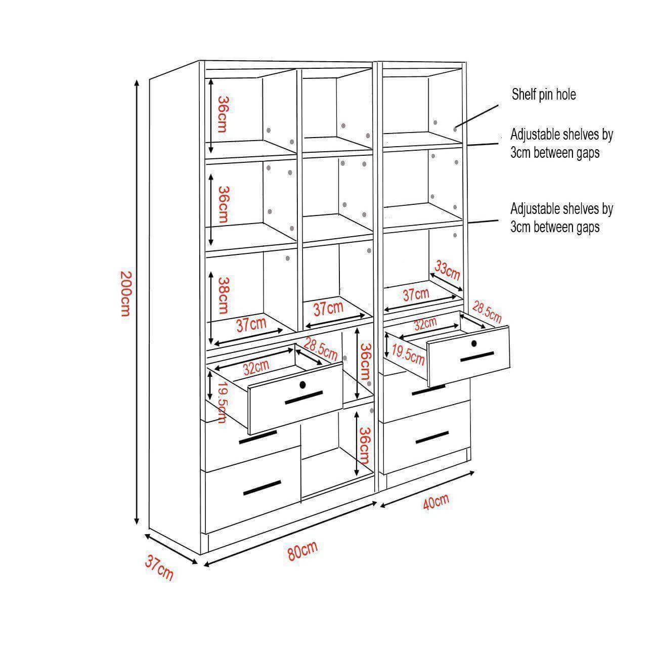 Micah III Display Bookshelf - Modern Wooden Bookshelf for Home & Office Decor - Perfect for Living Room, Bedroom, and Study Room Organization